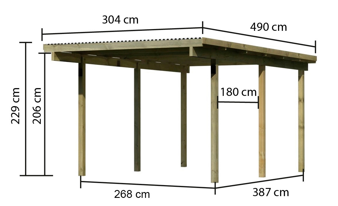 Karibu Einzelcarport »Eco 1«, Holz, 250 cm, braun