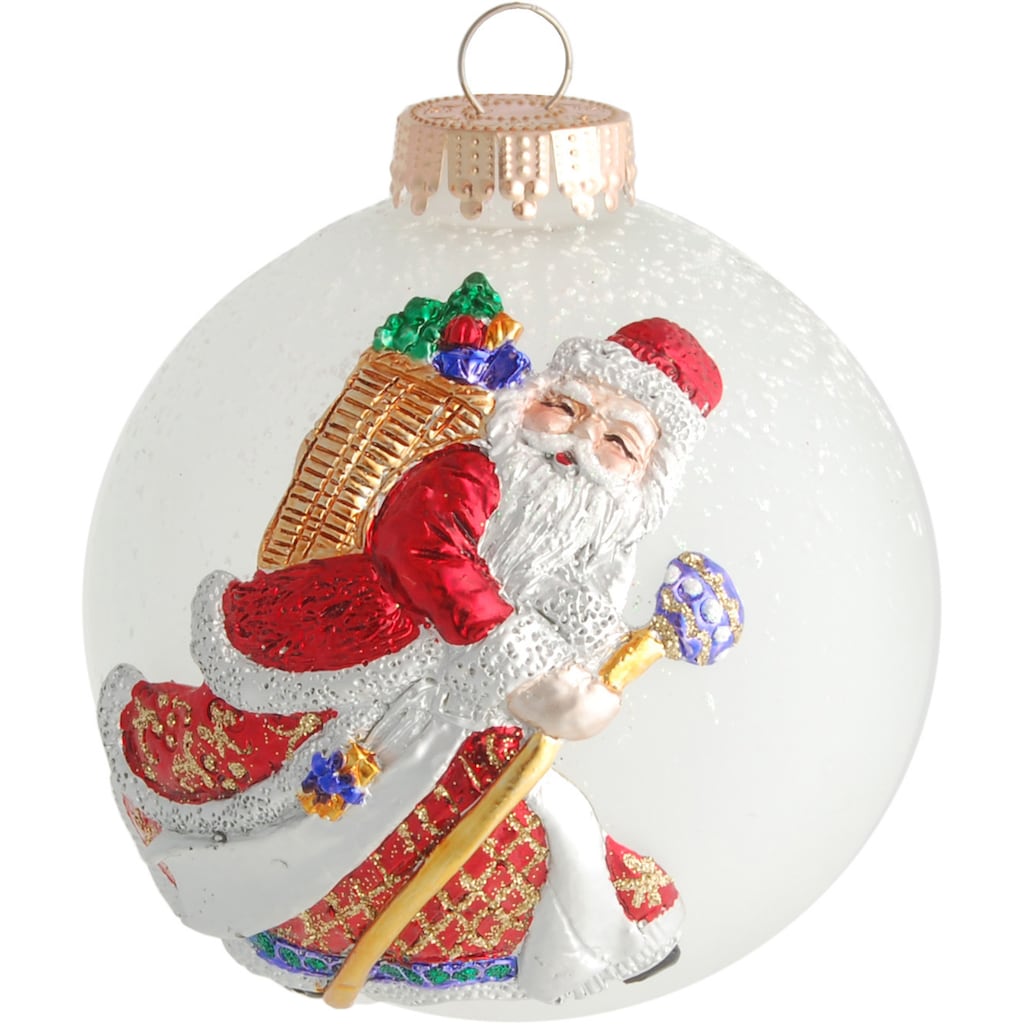 Krebs Glas Lauscha Weihnachtsbaumkugel »CBK80245, Weihnachtsdeko, Christbaumschmuck, Christbaumkugeln Glas«, (1 St.), mit 3-D Santa