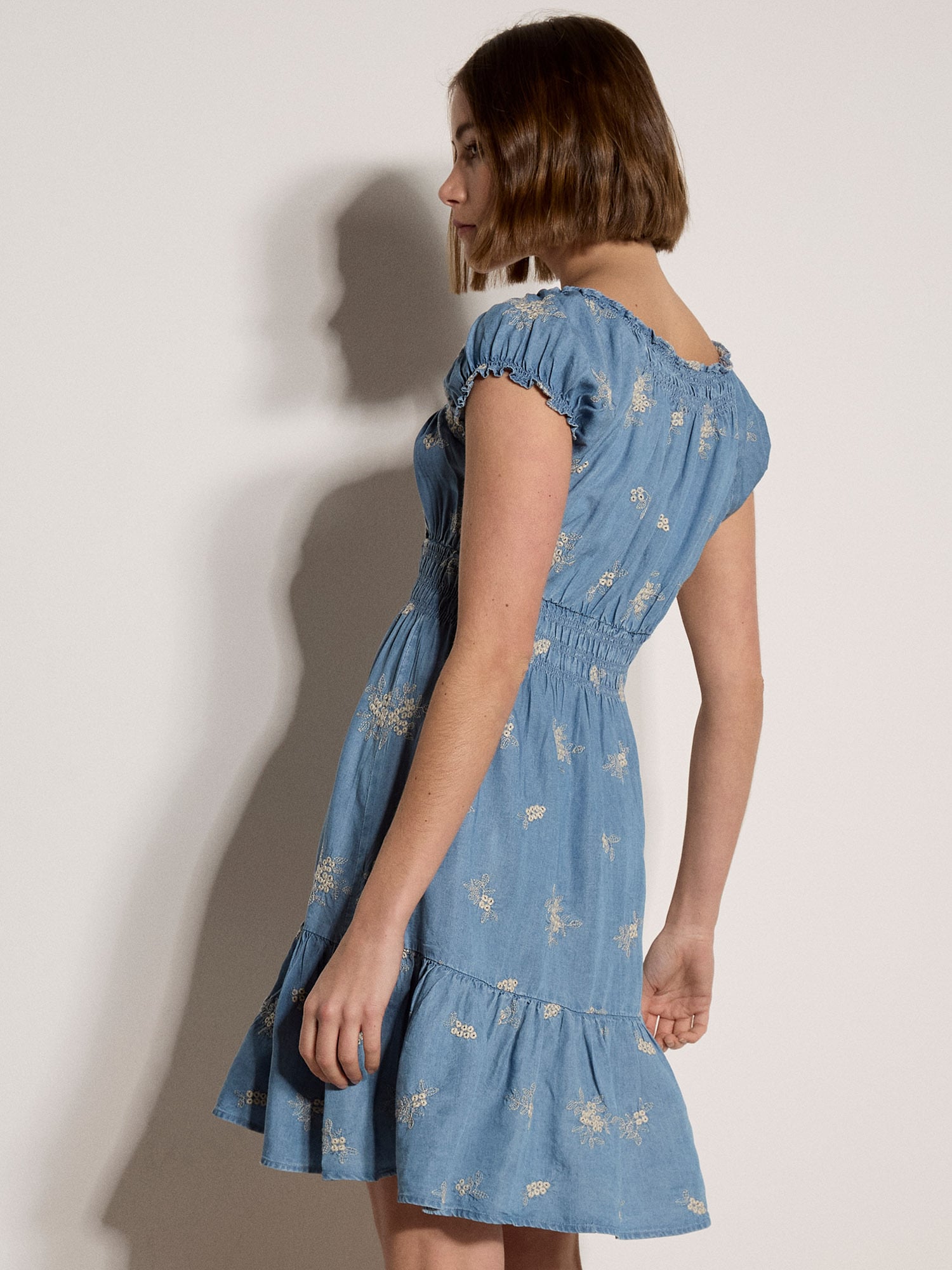 Apricot Minikleid »Denim Blumen-Stickerei Kleid« mit Blumenstickerei
