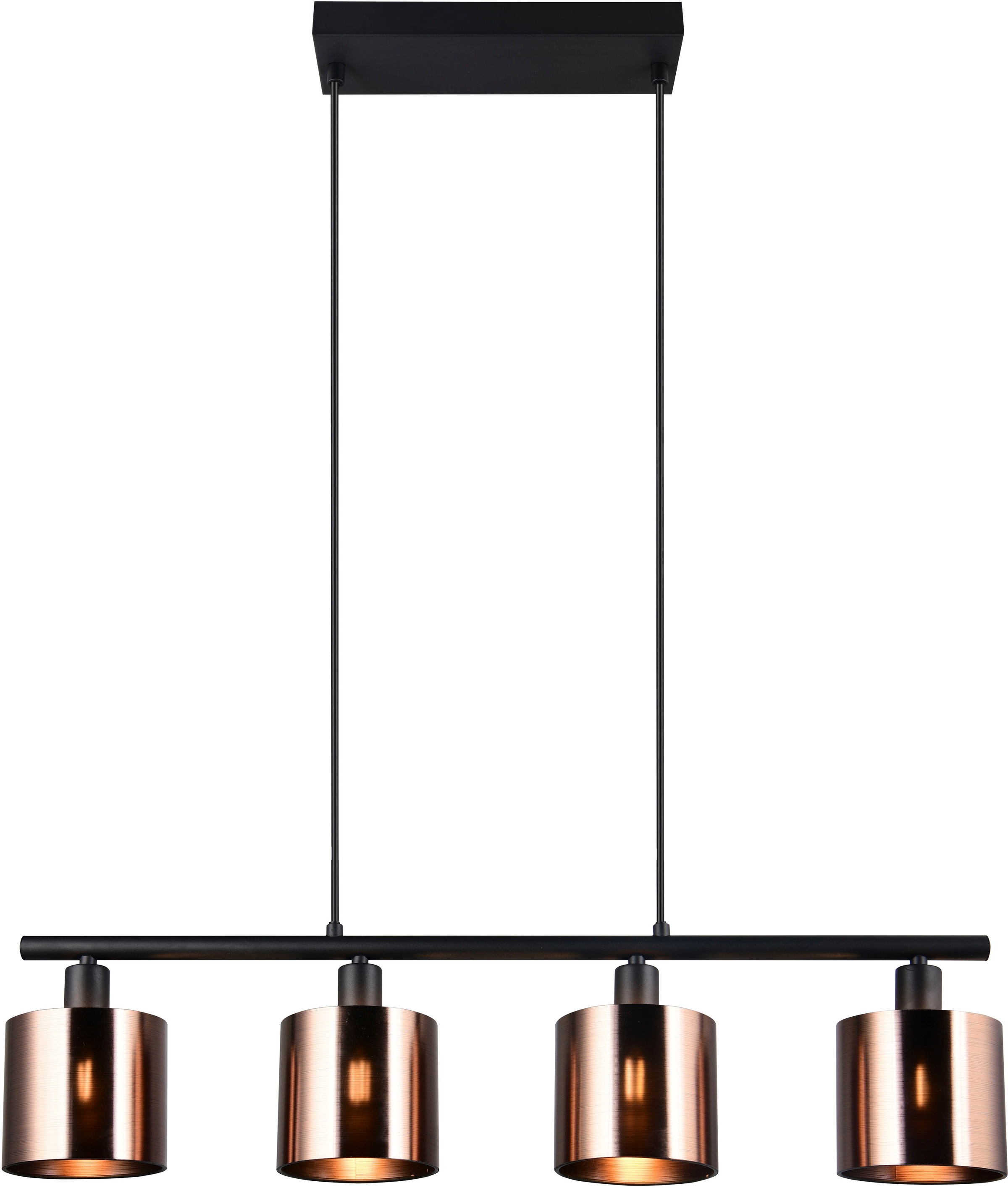 REALITY Leuchten Pendelleuchte »Jason, ohne Leuchtmittel Hängelampe Esstisch 4-flammig, 4xE14 max 10W«, 4 flammig, Leuchtmittel E14 | Leuchtmittel wechselbar, höhenverstellbar max 150cm, mit semi-transparenten Kunststoff-Schirmen