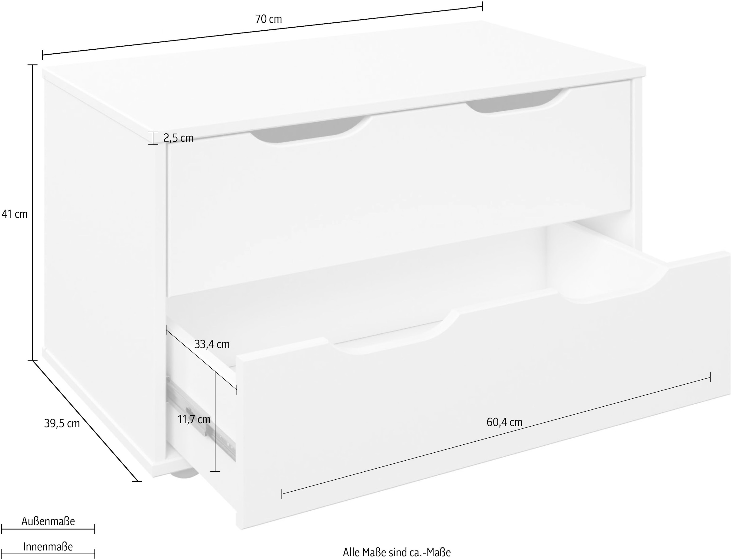 Lüttenhütt Schubkastenkommode »Tide«, Aus MDF, FSC®-zertifiziert, mit 2 Schubladen