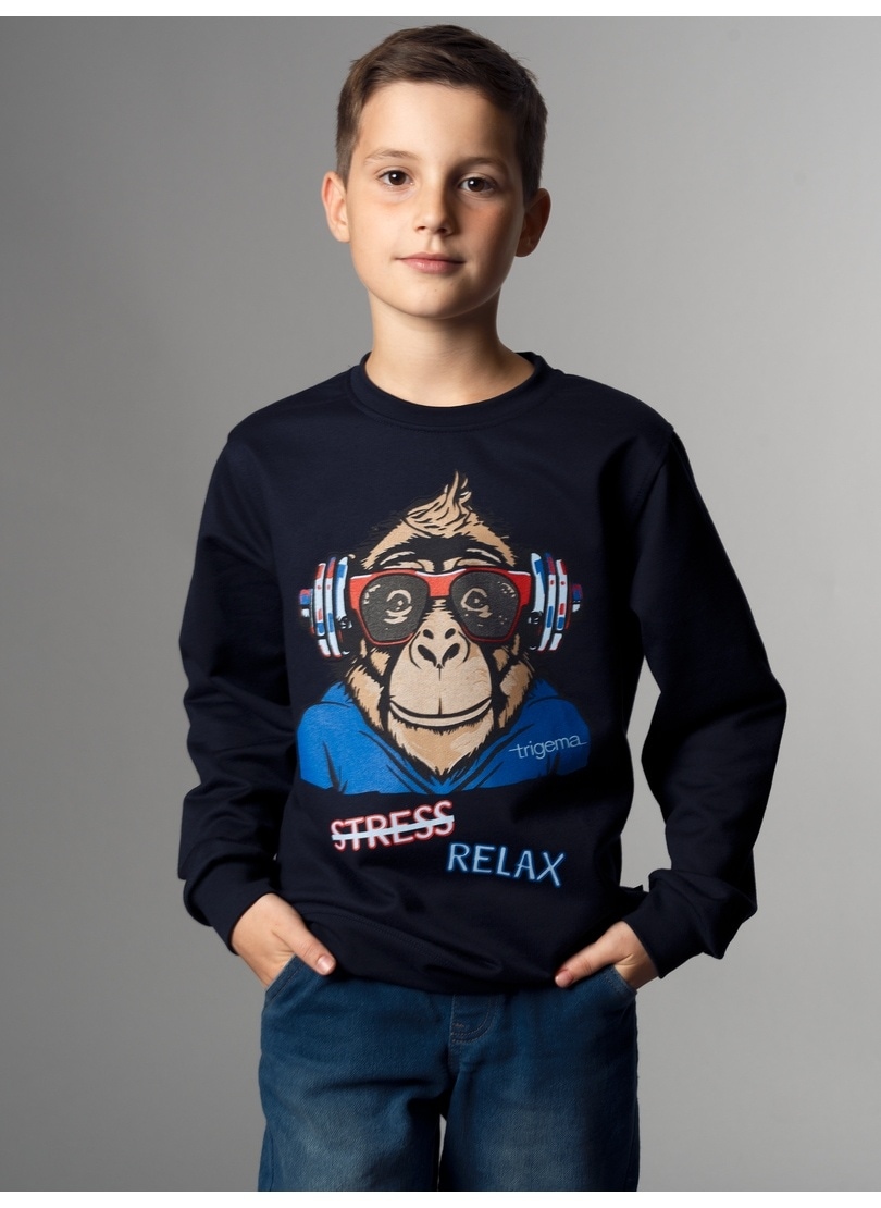 Trigema Sweatshirt »TRIGEMA Sweatshirt mit lässigem Affen-Druckmotiv«