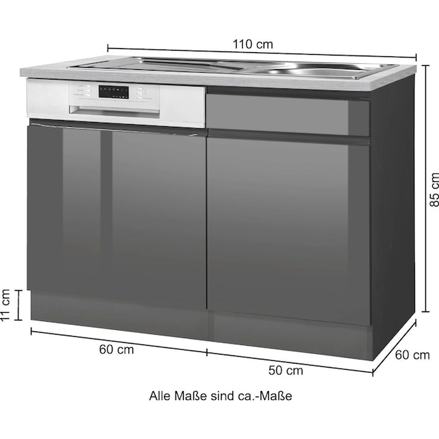 HELD MÖBEL Spülenschrank »Virginia«, 110 cm breit, inklusive Einbauspüle  bestellen | BAUR