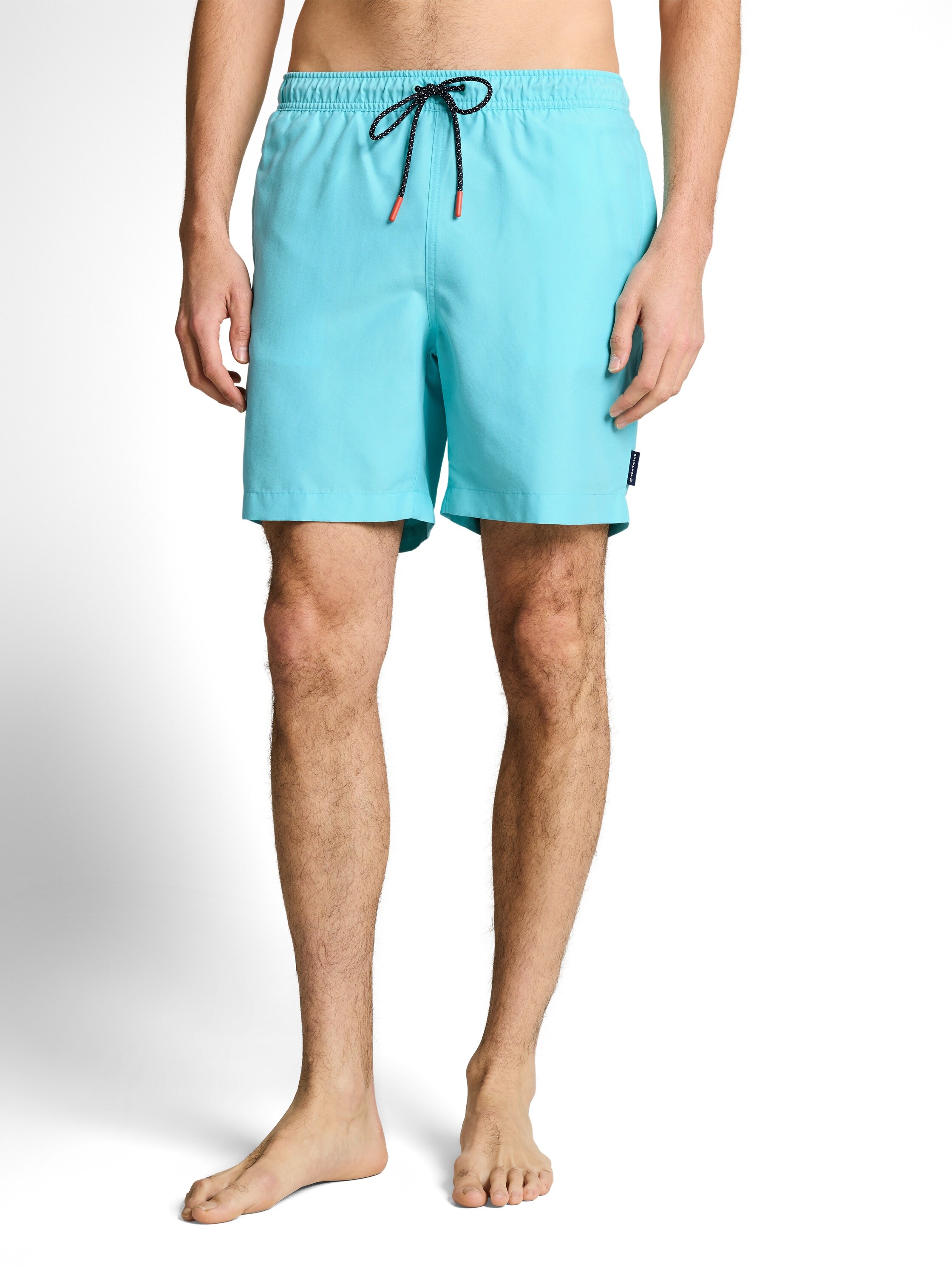 Badeshorts TOM TAILOR, Gr. XXL, N-Gr, river teal, Web, Polyester, Badehosen Badeshorts, unifarben, mit Gummizug und Kordel