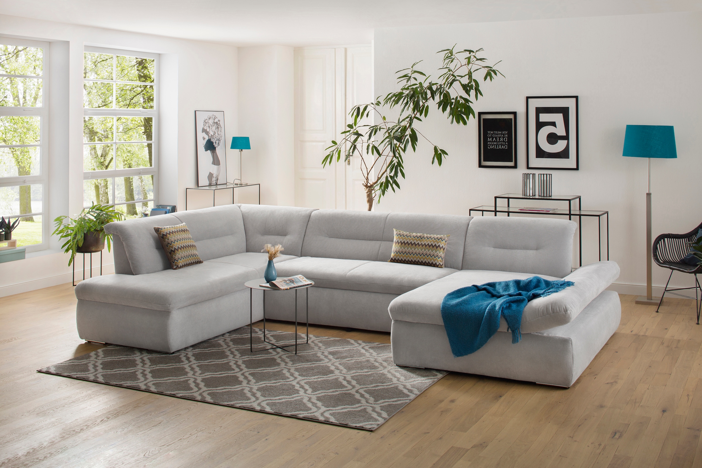 Home affaire Wohnlandschaft "Avesa U-Form" Wahlweise mit Armteilverstellung günstig online kaufen