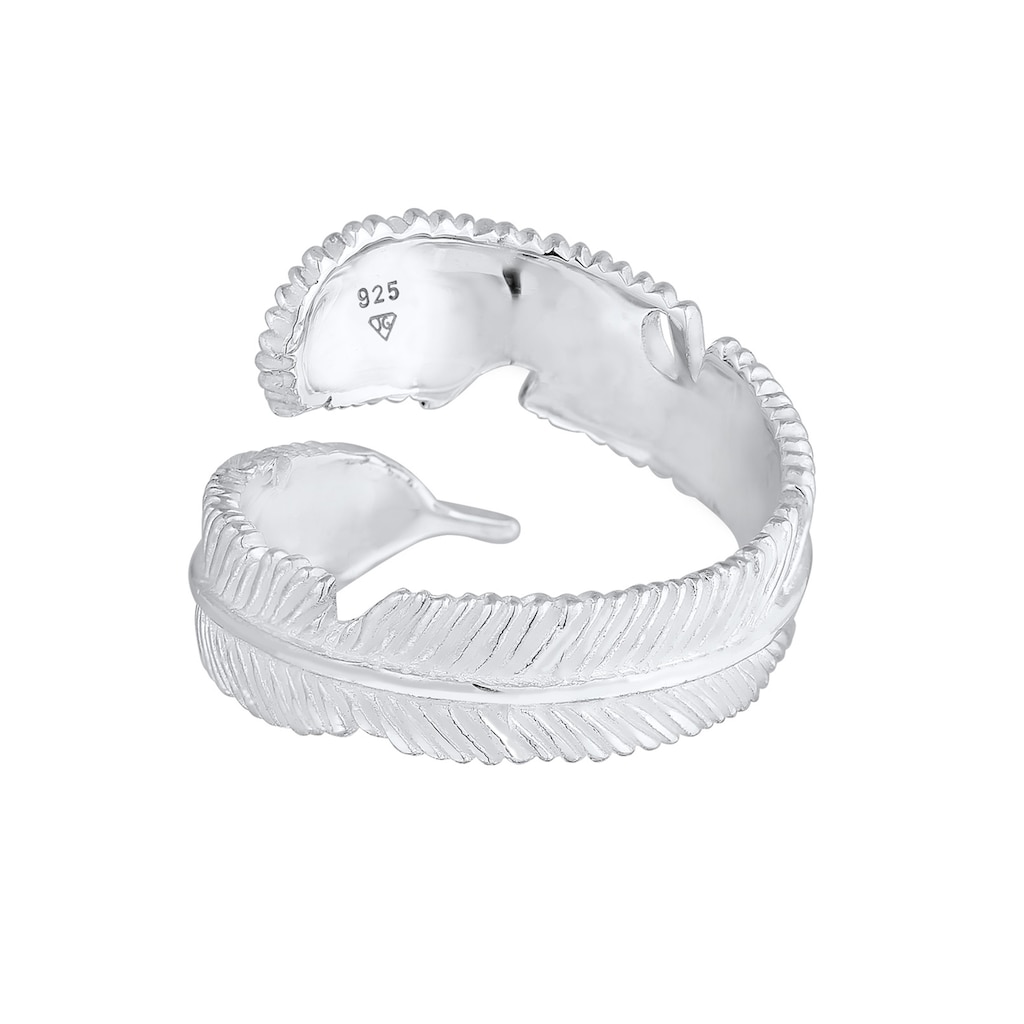 Elli Fingerring »Offen mit Feder Design 925 Silber«