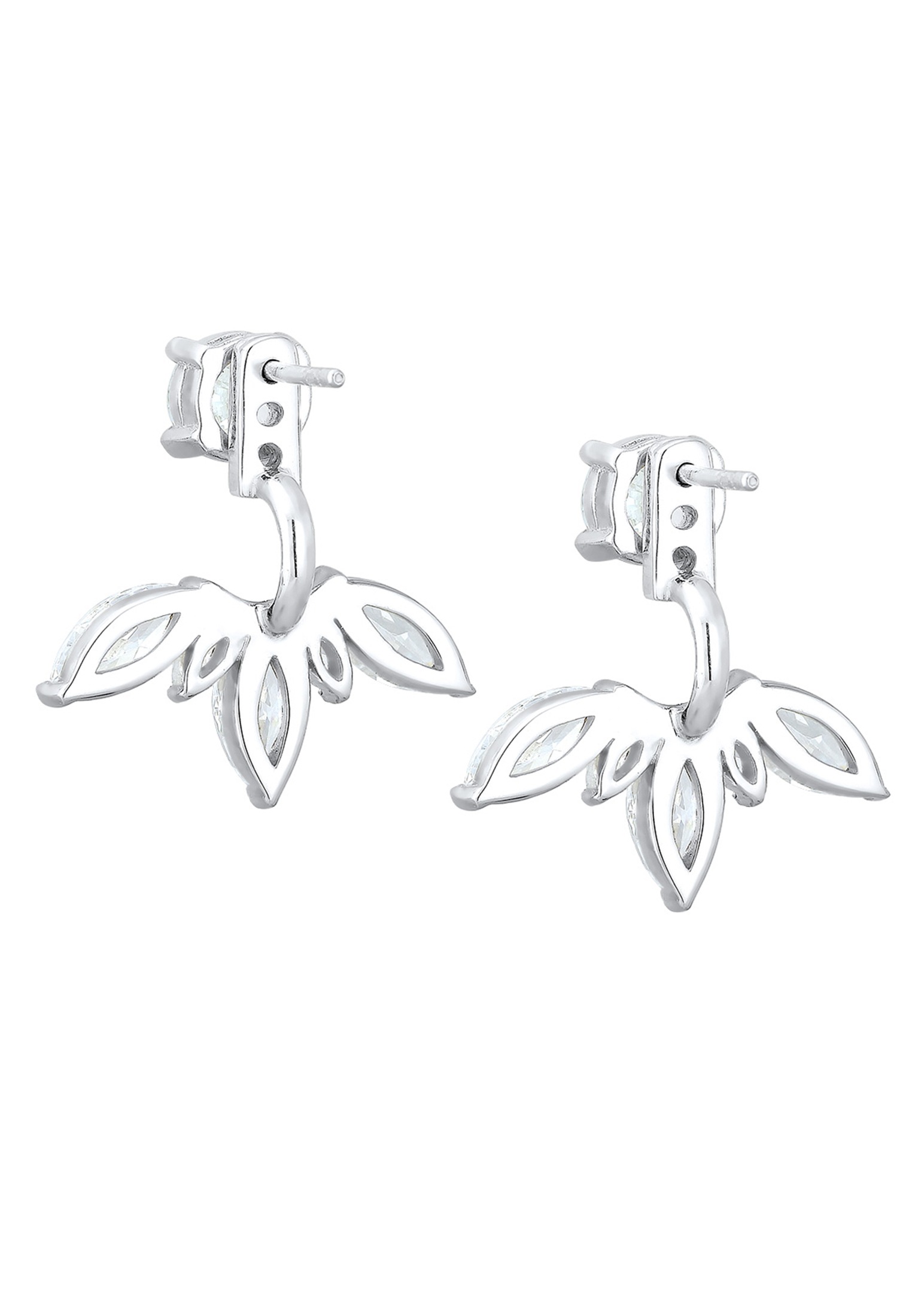 Elli Paar Ohrhänger »Floral Ear Jackets Zirkonia Weiß 925 Sterling Silber«