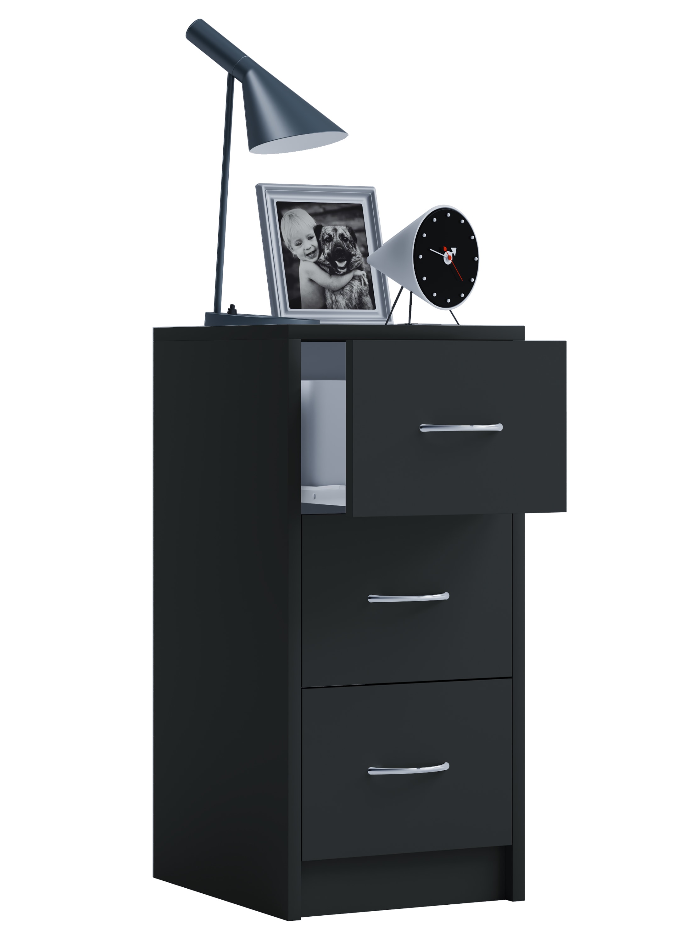 Nachttisch VCM, B:35cm T:35cm, schwarz, Schlafzimmer, Tische, "Holz Nachtschrank Nachttisch Schublade Boxal Maxi"