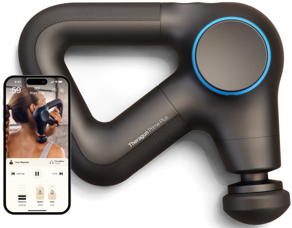 Therabody Massagepistole »Theragun Prime Plus Regeneration durch Perkussive Massage und Wärme«, wissensch. Erwiesen, 4 Aufsätze, App-Steuerung