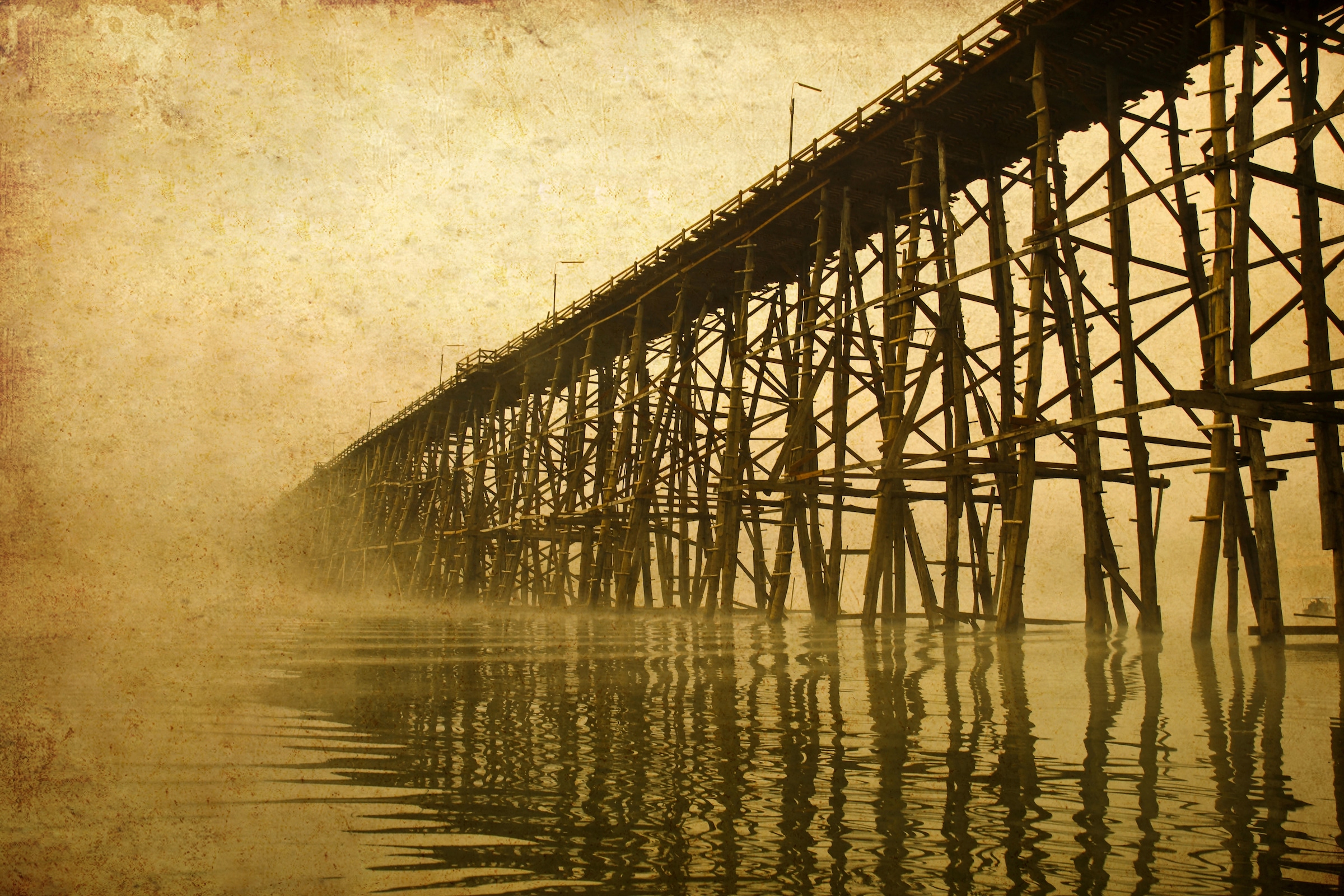 Fototapete »PIER-SEPIA VINTAGE WANDBILD MEER STRAND STEG OZEAN XXL«