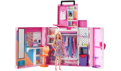 Barbie Puppenkleiderschrank »Traum-Kleiderschrank mit Puppe (blond), Zubehör & Kleidung« kaufen