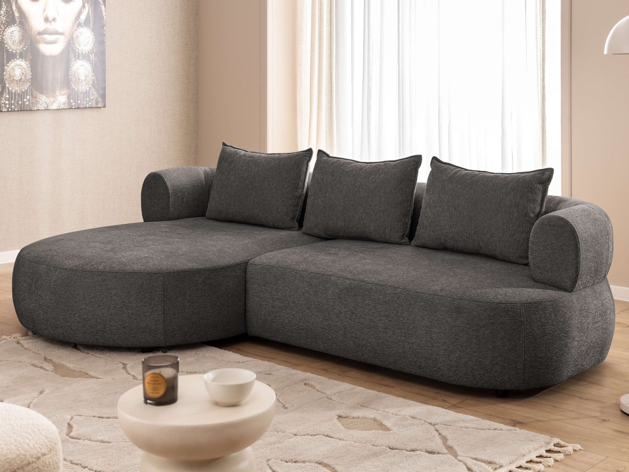 Home affaire Ecksofa "LUSSAC L-Form Design-Sofa mit Zierkissen, Maße B/T/H: günstig online kaufen