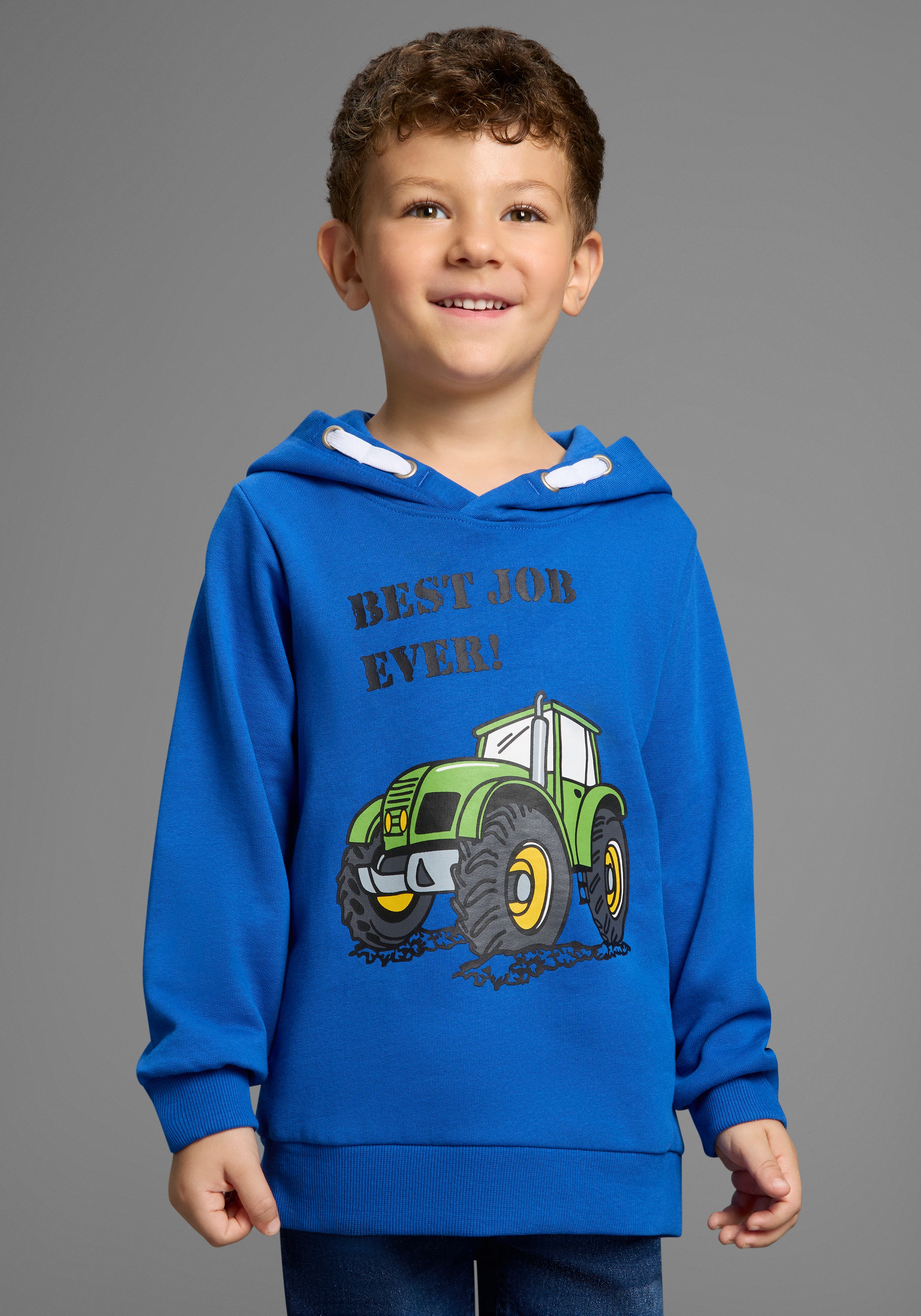KIDSWORLD Kapuzensweatshirt "BEST JOB EVER", Kapuzensweatshirt mit Traktor-Print