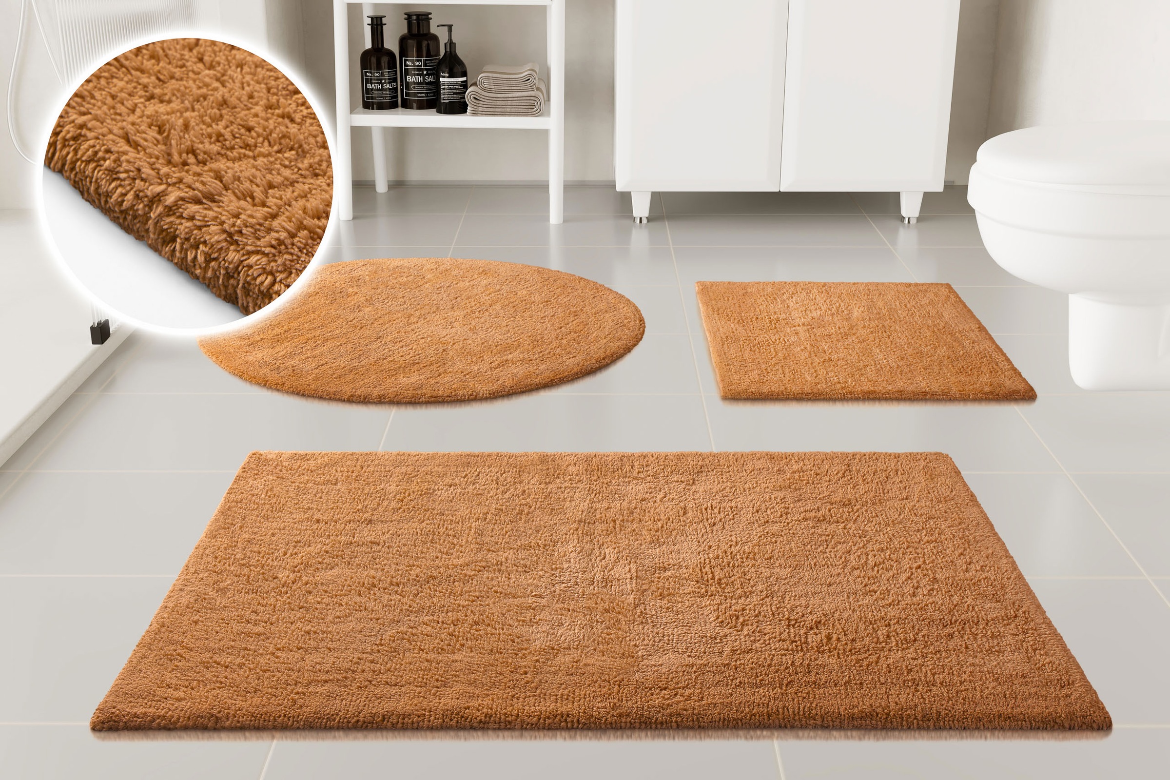 OTTO home Badematte "Selenne, uni, viele Farben, Badvorleger, Badezimmer Teppich" Höhe 20 mm rutschhemmend beschichtet fußbodenheizungsgeeignet Badteppich, getuftet, modern, Uni, antirutsch, flauschig, Baumwolle