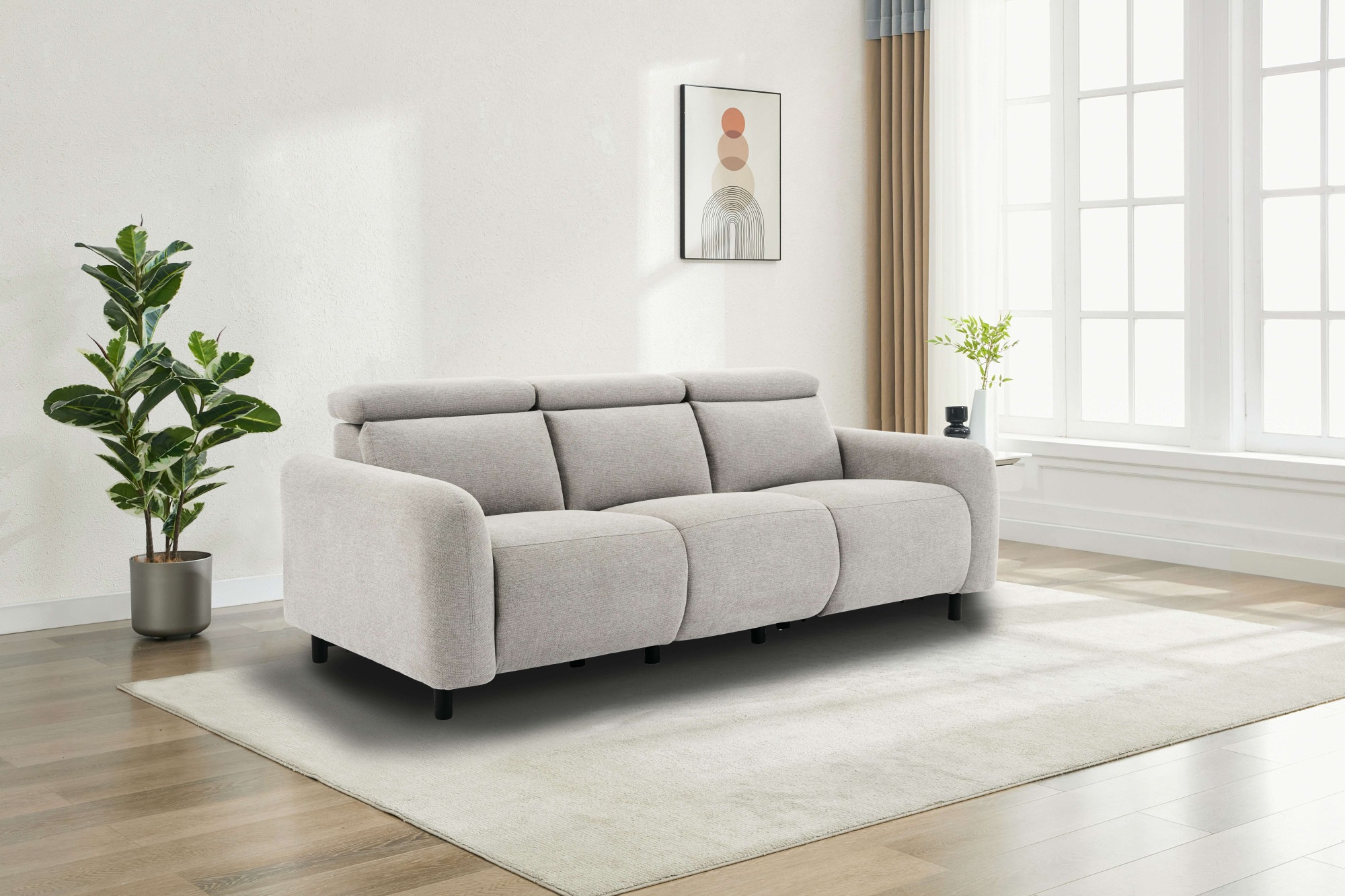 Home affaire 3-Sitzer »SKAANE Struktur-Sofa, 229 cm, manuelle-u. elektrische Relaxfunktion«, Relax-Funktion in 2 Sitzen, Kopfteilverstellung, Federkernpolsterung