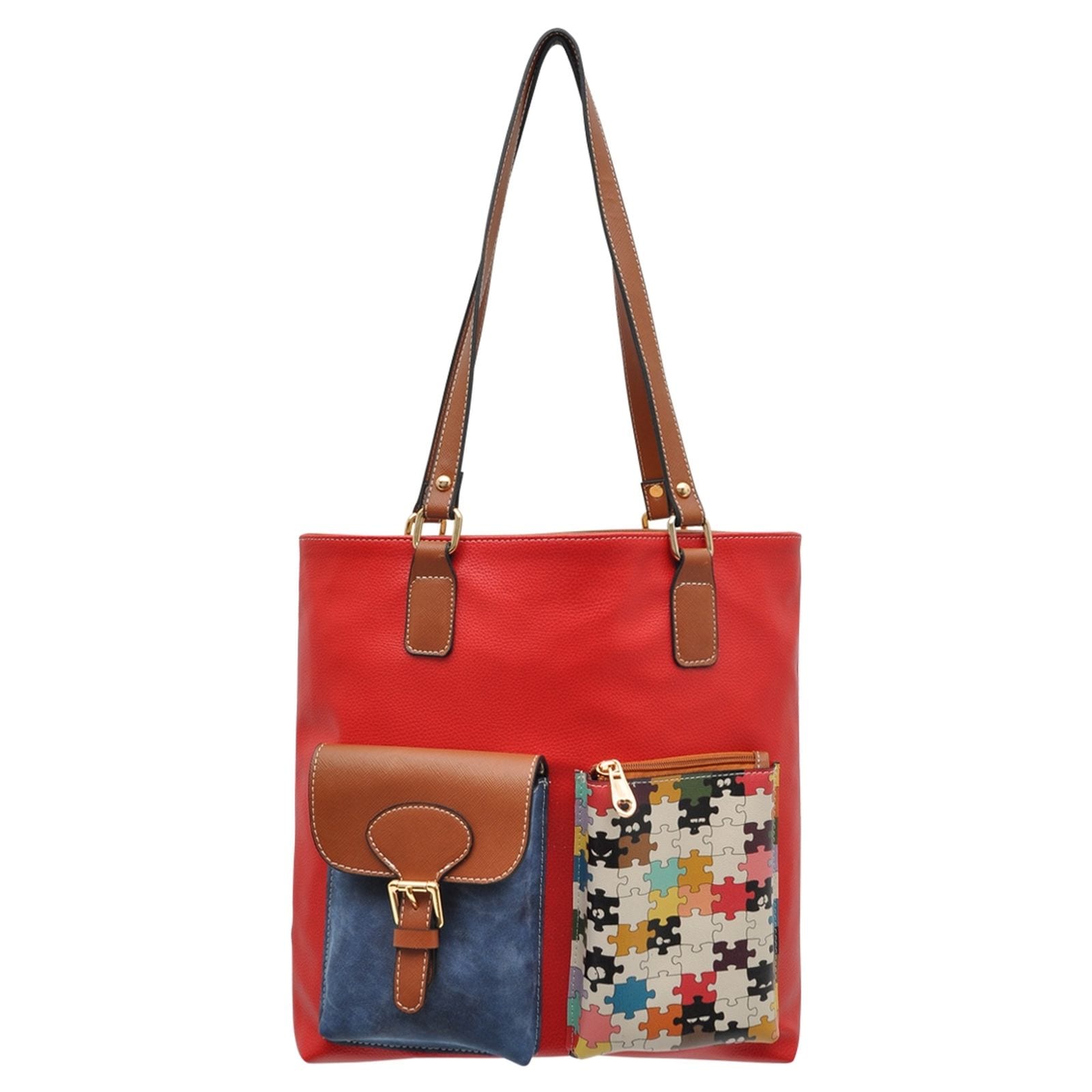 DOGO 1100000002199 "Multi Pocket Bag Shopper-Tasche In The Puzzle Damen" Handgefertigt