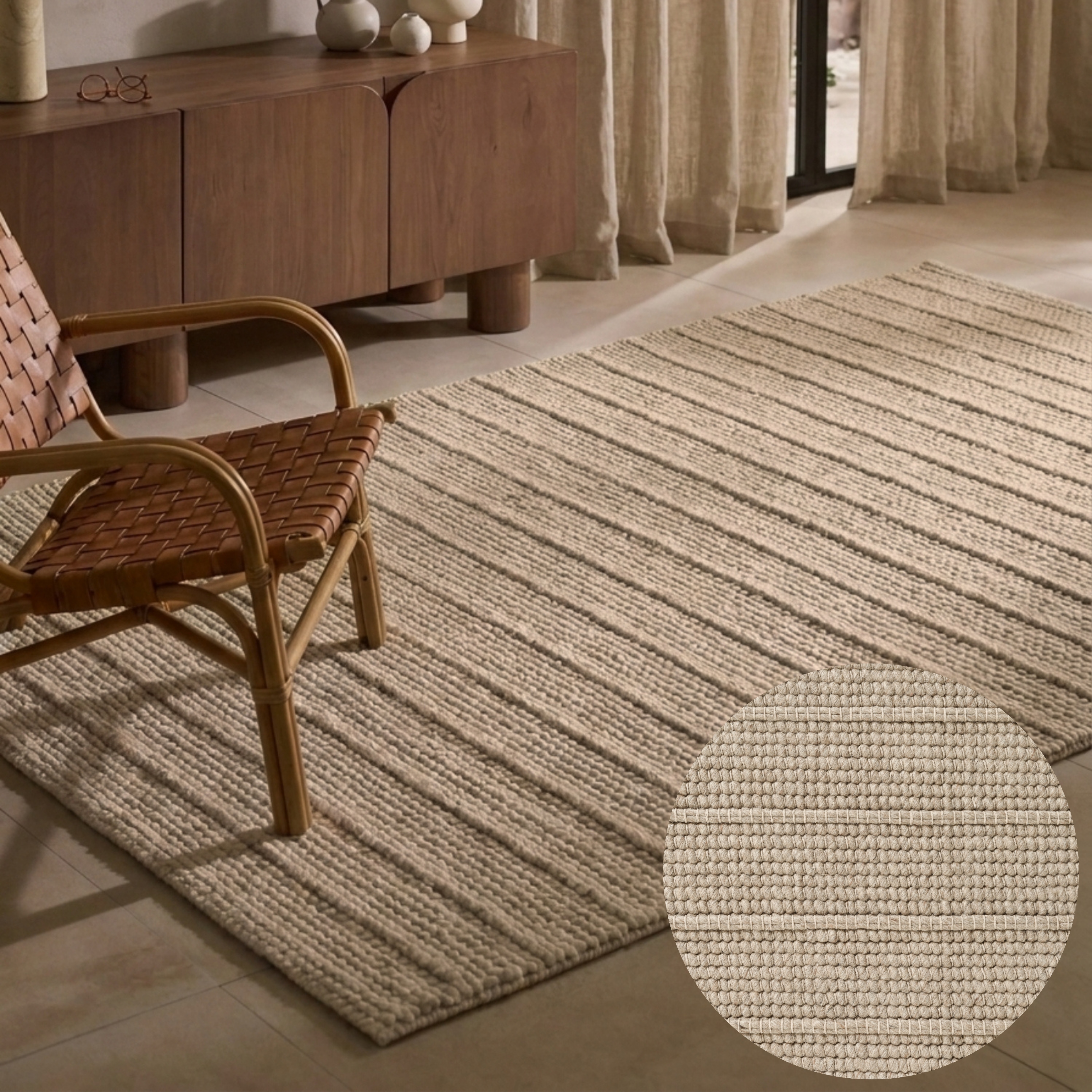 Ted Baker Wollteppich "Parker, auch als Läufer" rechteckig 7 mm Höhe Wolle, Natur, handgewebt, Wohnzimmer, Schlafzimmer, Boho, Skandi