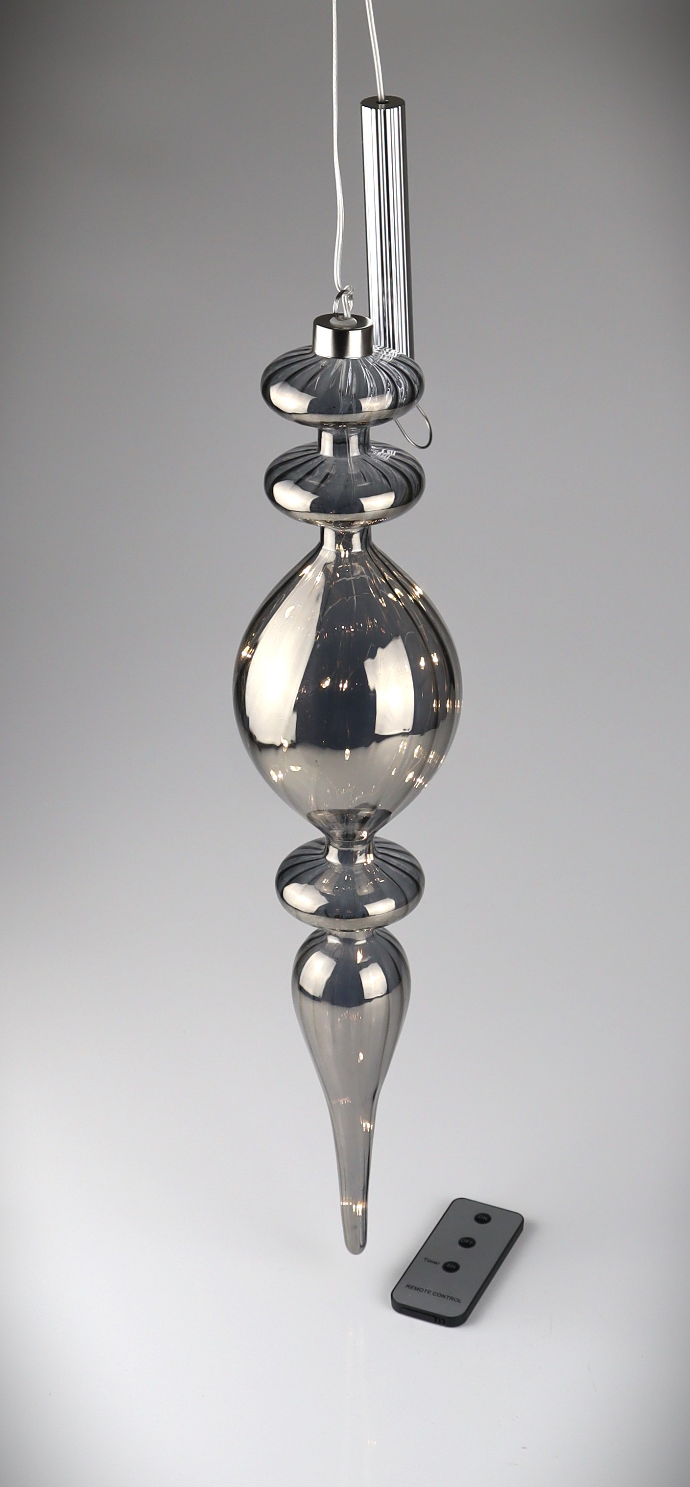 AM Design LED Dekoobjekt "Glas-Zapfen rauch, 20 Lichter" 9x47 cm