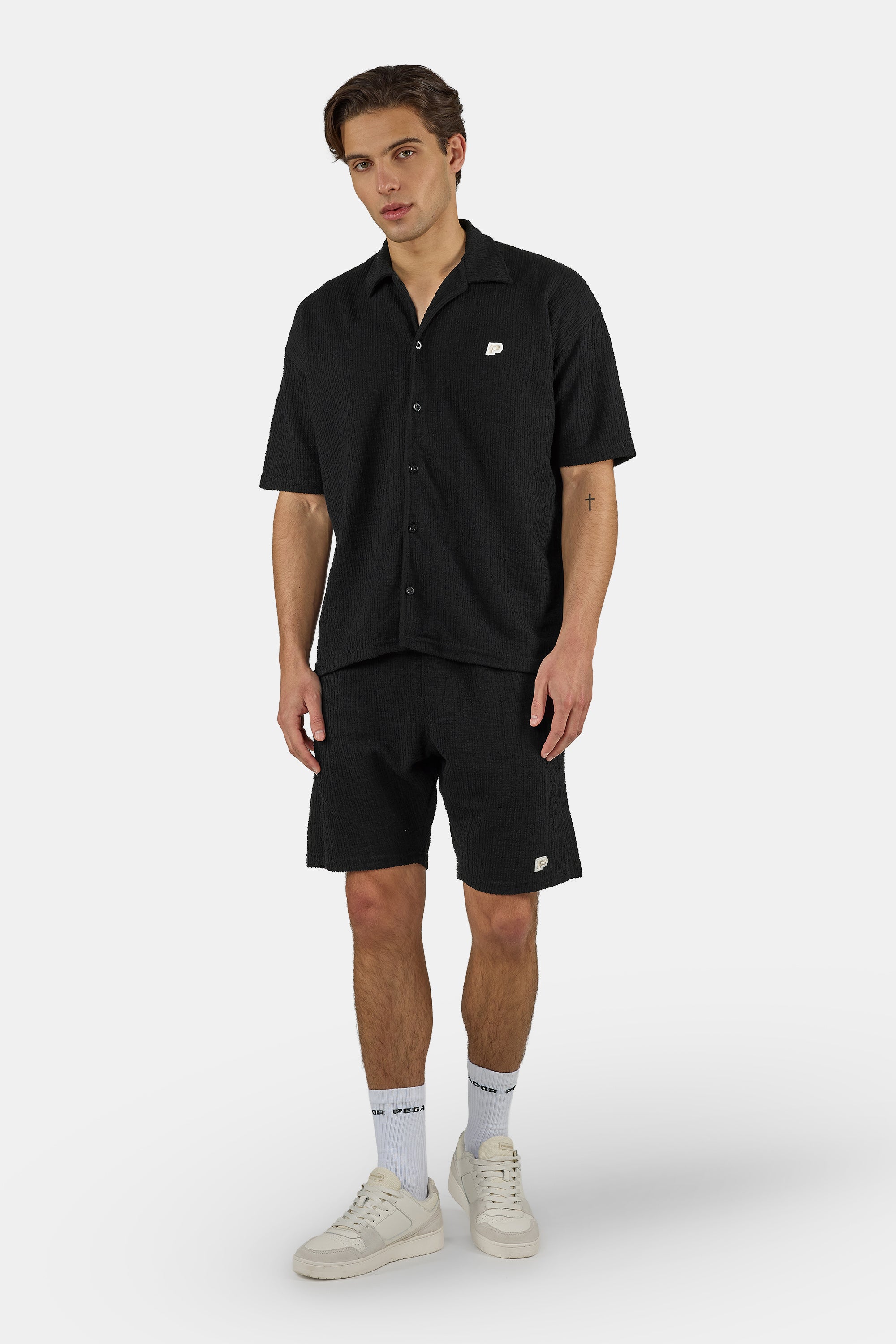 Thumbnail - PEGADOR Kurzarmshirt "Libco Structured Knit Shirt" Materialmix, regular fit