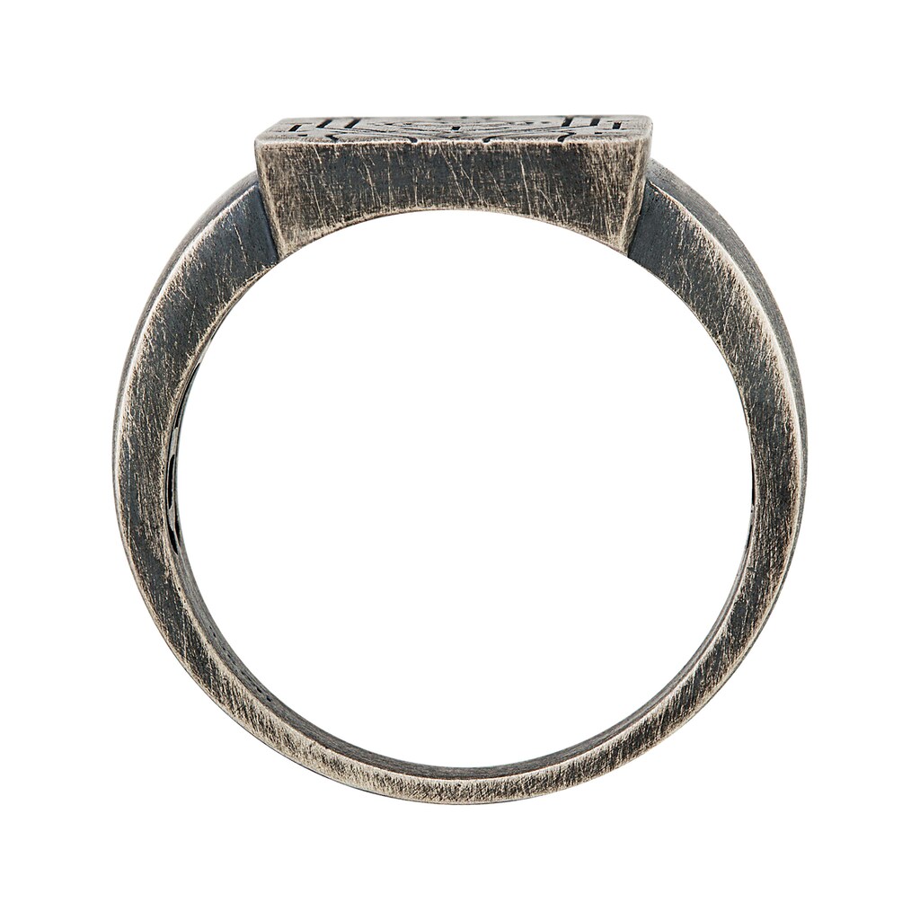 CAÏ Fingerring »925 Silber Siegelring matt oxidiert Tattoo Motiv«