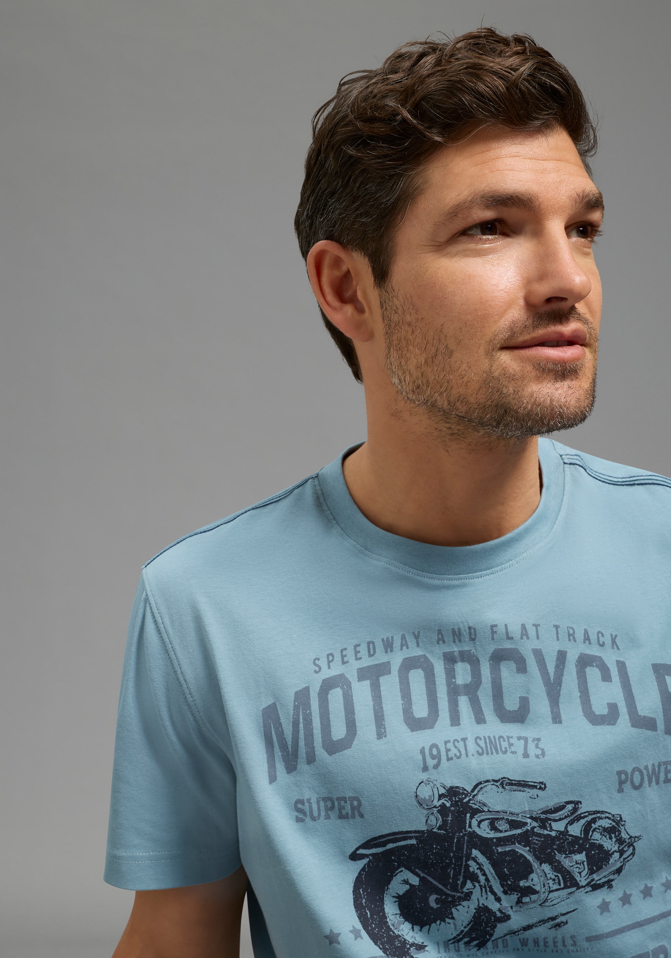T-Shirt ARIZONA, Herren, Gr. 3XL (64/66), blaugrau, Single Jersey, Obermaterial: 100% Baumwolle, bedruckt, normal, Rundhals, Shirts T-Shirt, Kurzarm, lässige Passform, bedruckt, Rundhals, casual