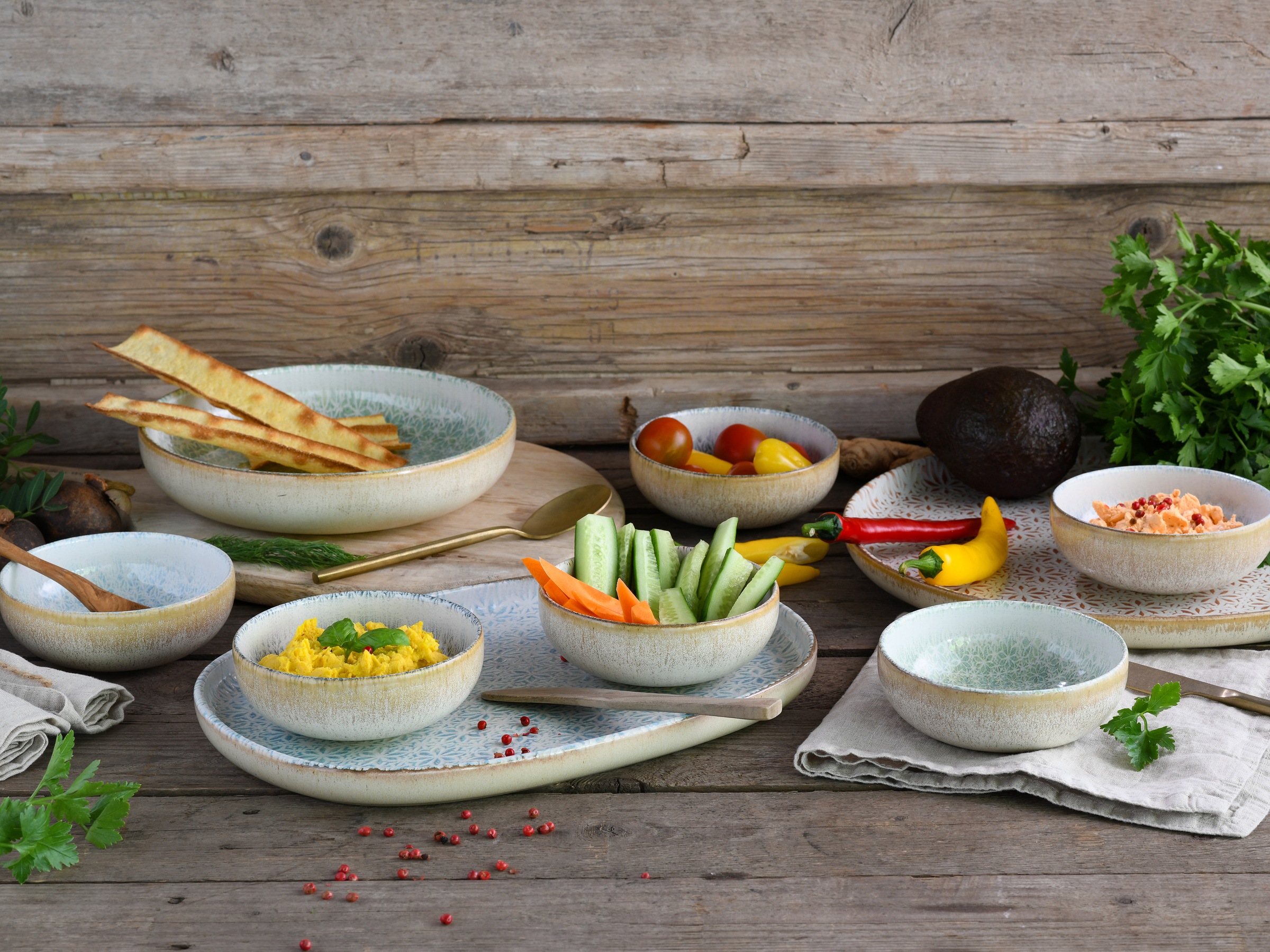 CreaTable Teller-Set »Uno Emiliana, Tellerset 12-tlg«, (Set, 12 tlg.), Shabby Look, Vintage Style