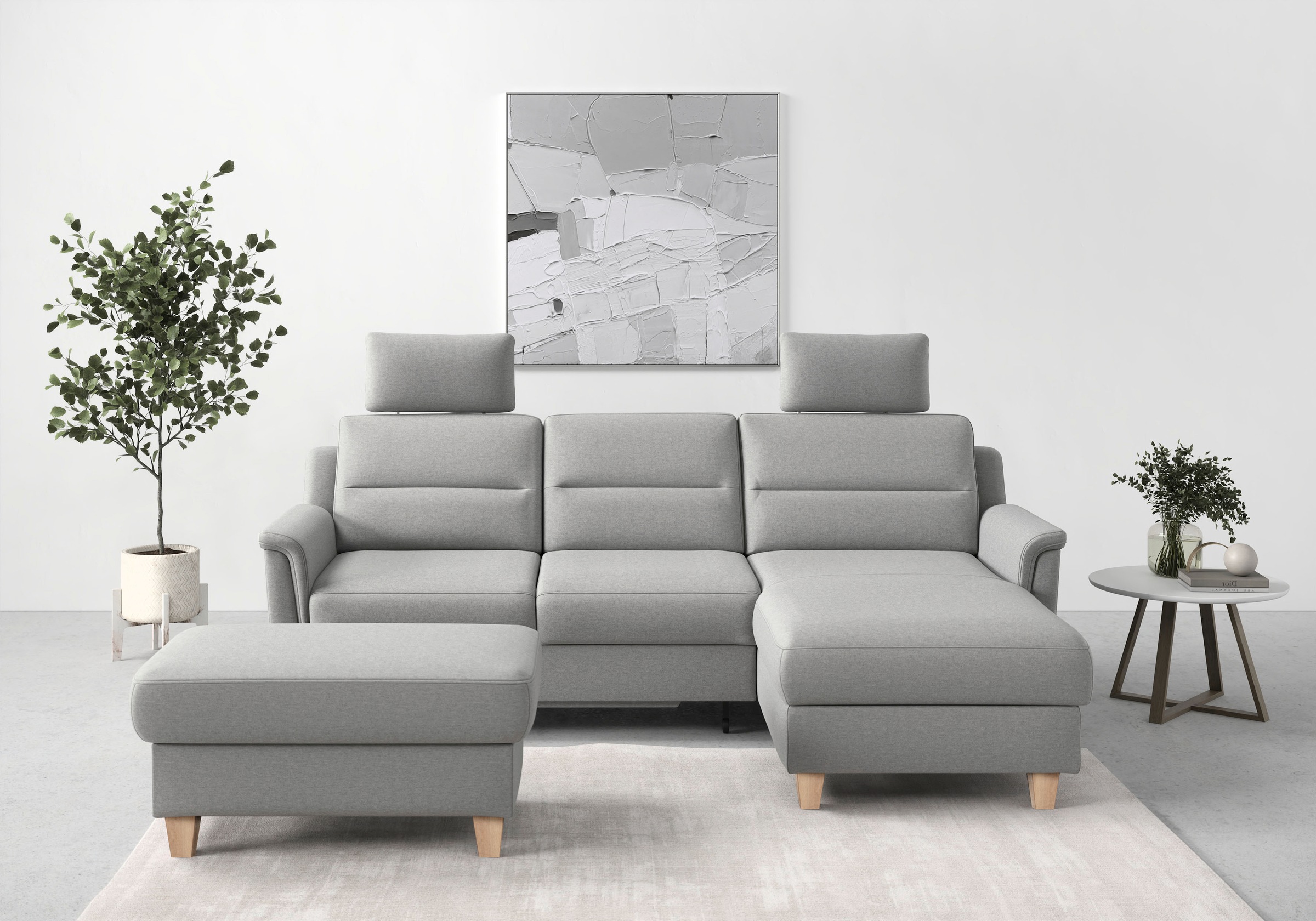 Ecksofa SIT & MORE "Farö L-Form", grau, B:234cm H:90cm T:168cm, Sofas, Ecksofa, inklusive Federkern, wahlweise mit Bettfunktion und Bettkasten 10