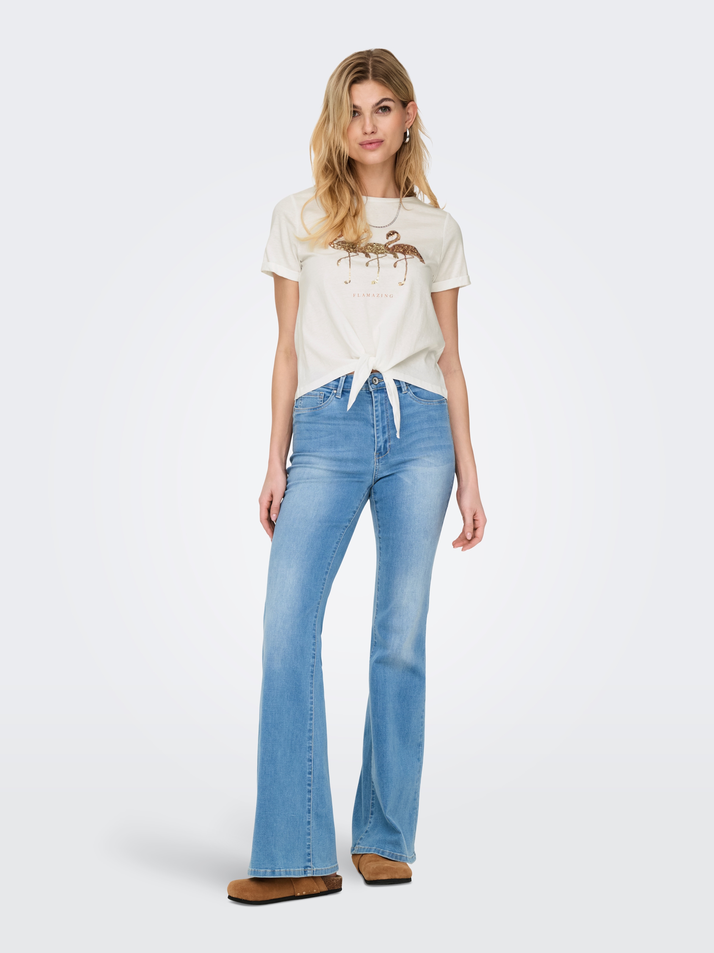 ONLY Kurzarmshirt »ONLDORA S/S KNOT FOLD-UP TOP JRS«