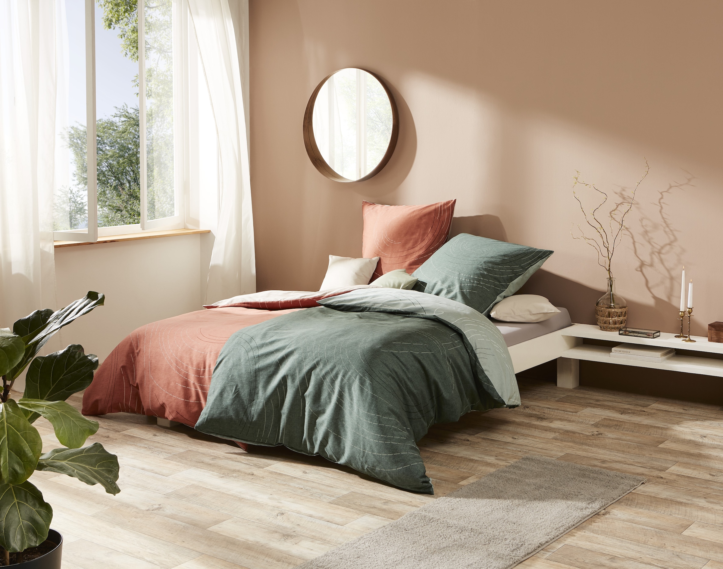 Kaeppel Wendebettwäsche »Jaro in Mako Satin und Biber (Flanell) Qualität, 100% Baumwolle, Bett- und Kopfkissenbezug mit Reißverschluss, Satin mit seidigem Glanz, Winter- und Sommerbettwäsche, ganzjährig einsetzbar«, (2 tlg.)