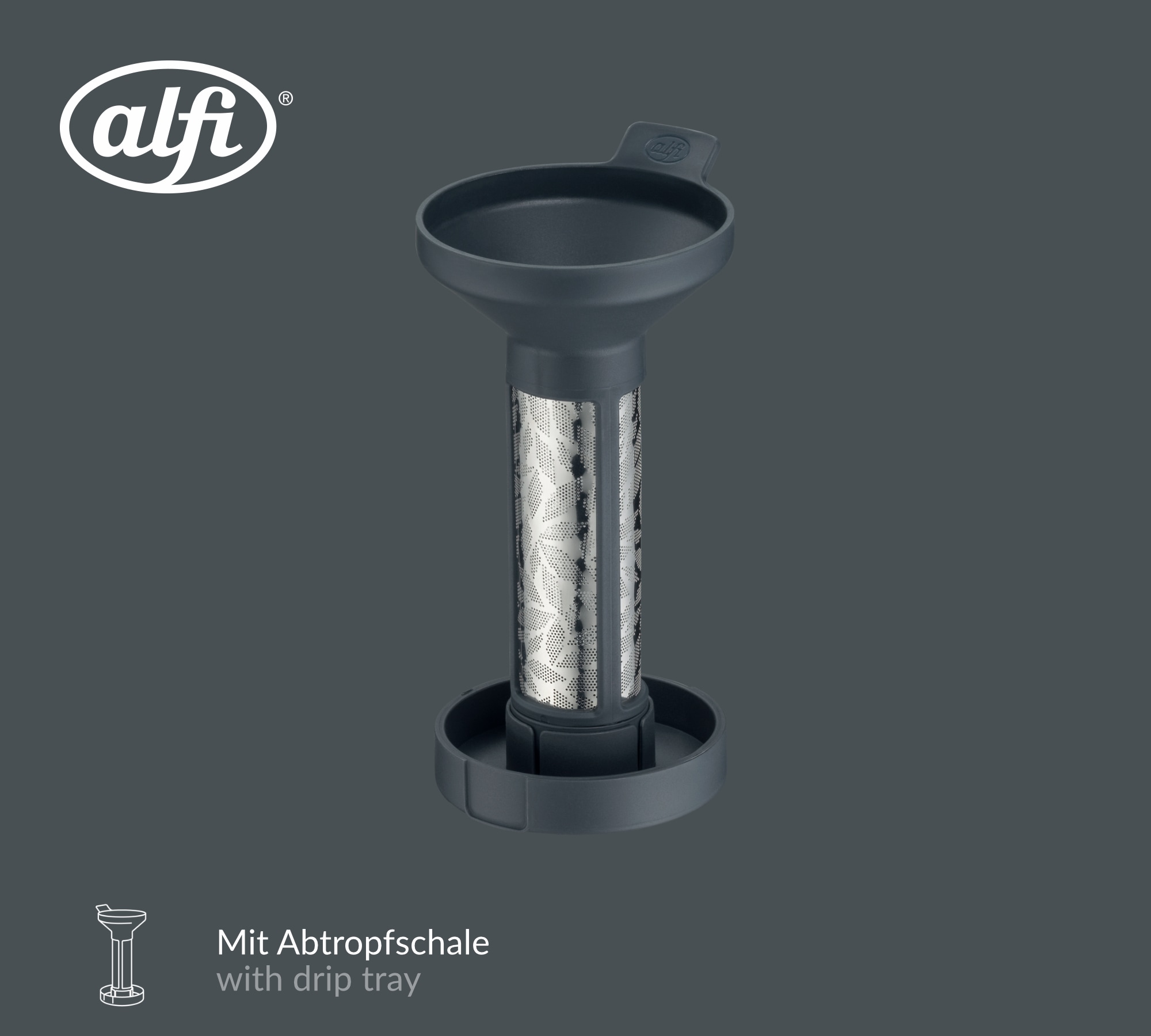 Alfi Teesieb »AROMA TEA Teefilter graphite« mit abnehmbarem Boden und Abtropfschale
