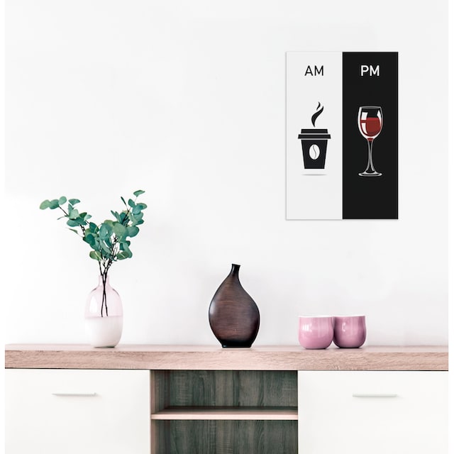 Black Friday queence Wanddekoobjekt »AM PM - Kaffeebecher und Wein«, Motiv  auf Stahlblech | BAUR