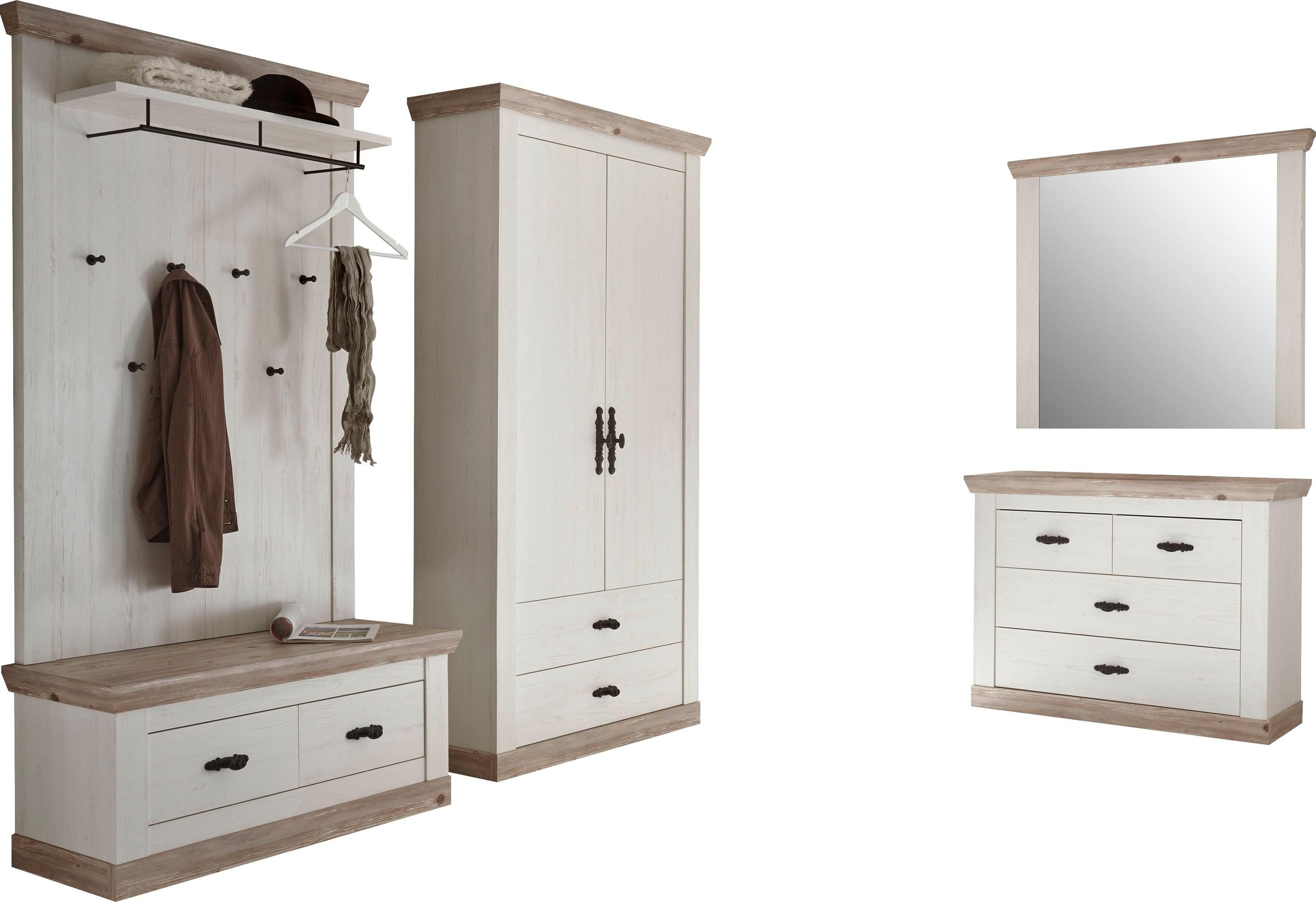 Home affaire Garderoben-Set "Florenz" 4 Stk. tlg. bestehend aus Bank, Panee günstig online kaufen