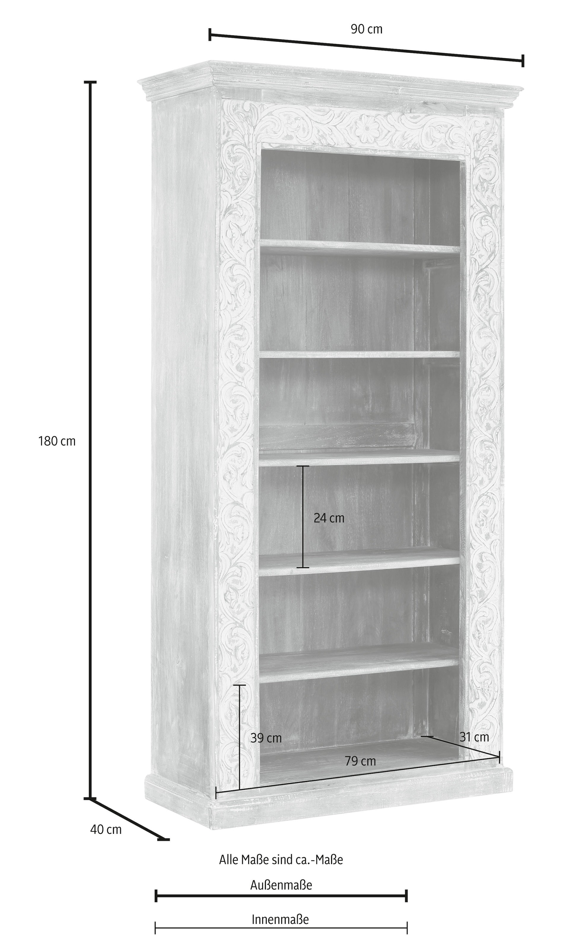 Home affaire Standregal »Malati«, mit dekorativen Fräsungen, Höhe 180 cm