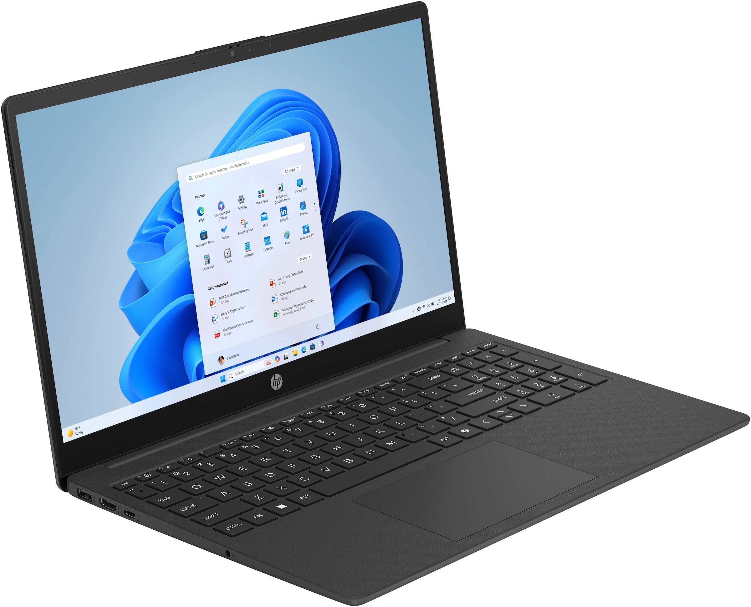 HP Notebook »15-fc0287ng« 39,6 cm / 15,6 ″ AMD Ryzen 7 Radeon Graphics;USB 3.2 Gen 1.0 Type-C Anschluss;HDMI v1.4b;Kombi-Anschluss für Kopfhörer/Mikrofon;AC Smart Pin Netzadapterbuchse 1.000 GB SSD