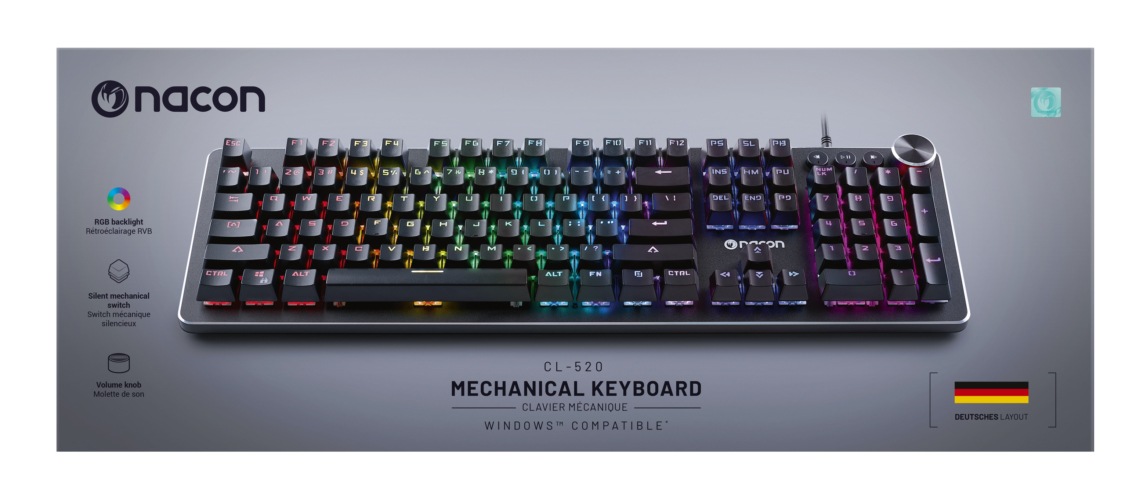 nacon Gaming-Tastatur »CL-520DE«, (Multimedia-Tasten-Lautstärkeregler-Funktionstasten-Ziffernblock-Fn-Tasten)
