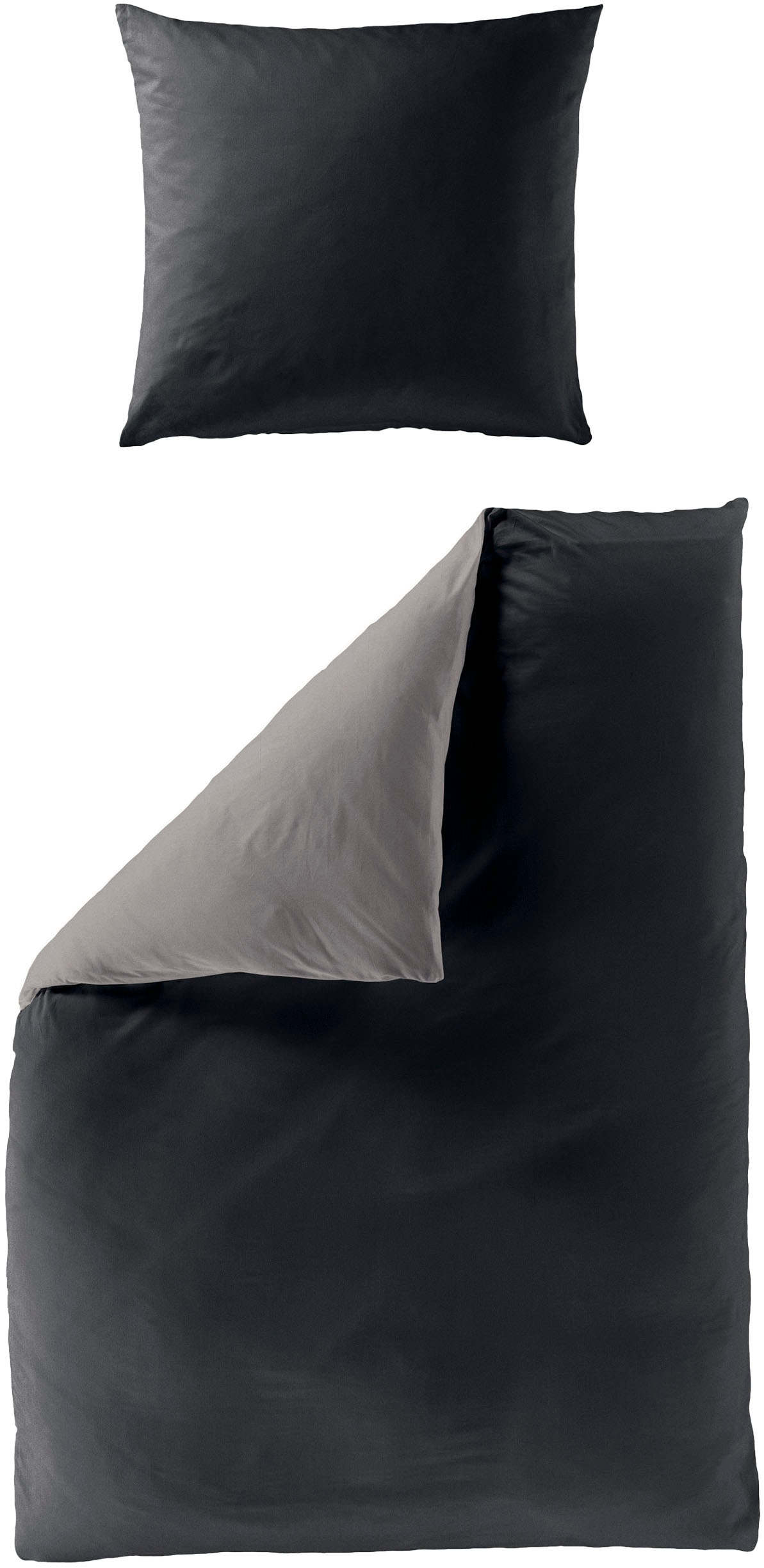 Wendebettwäsche BIERBAUM, grau, Renforcé, Obermaterial: 100% Baumwolle, Bettwäsche, "Modern Uni in Gr. 135x200 oder 155x220 cm", Modernes Unidesign: