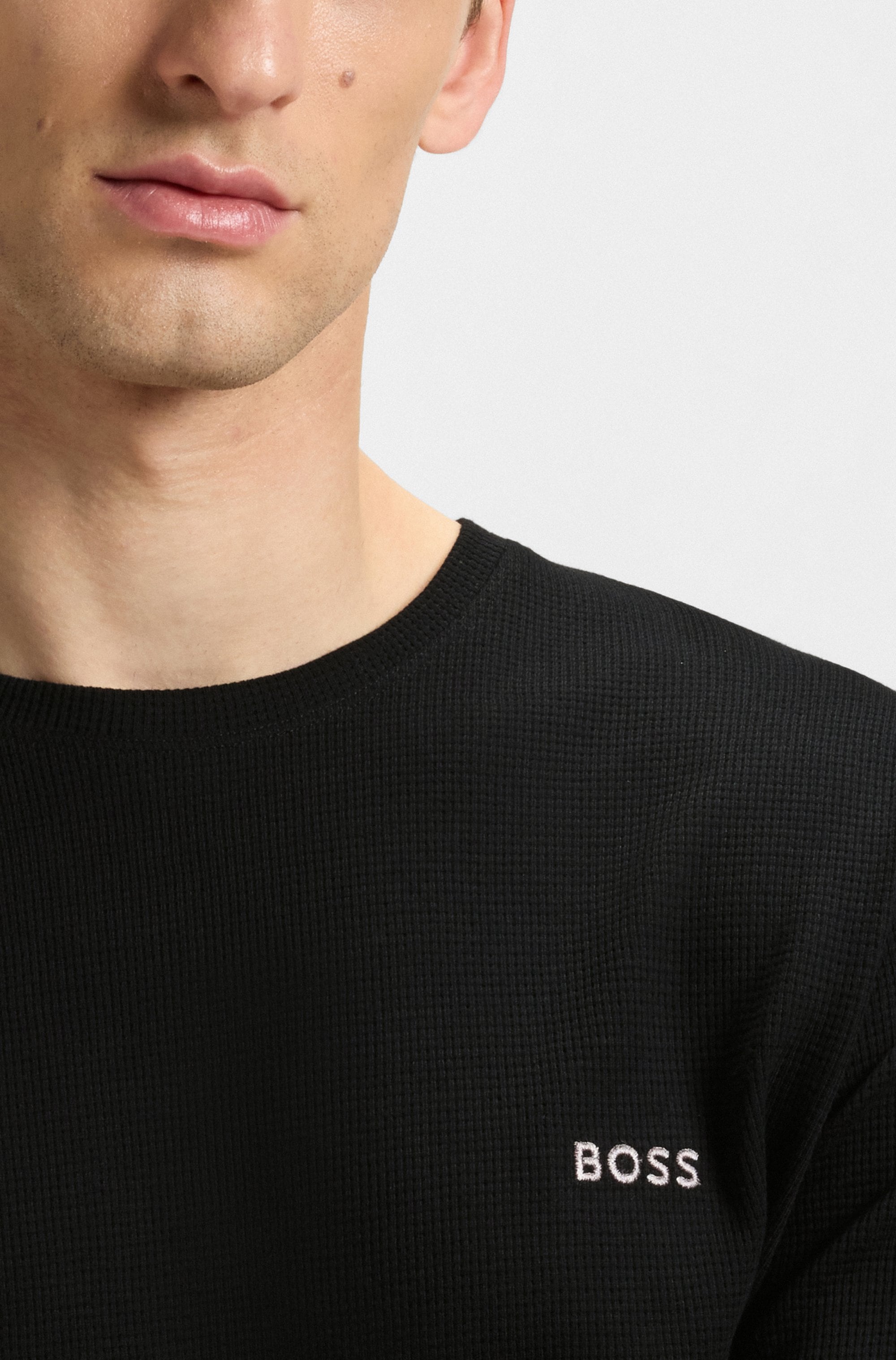 BOSS Pyjamaoberteil »Waffle LS-Shirt«