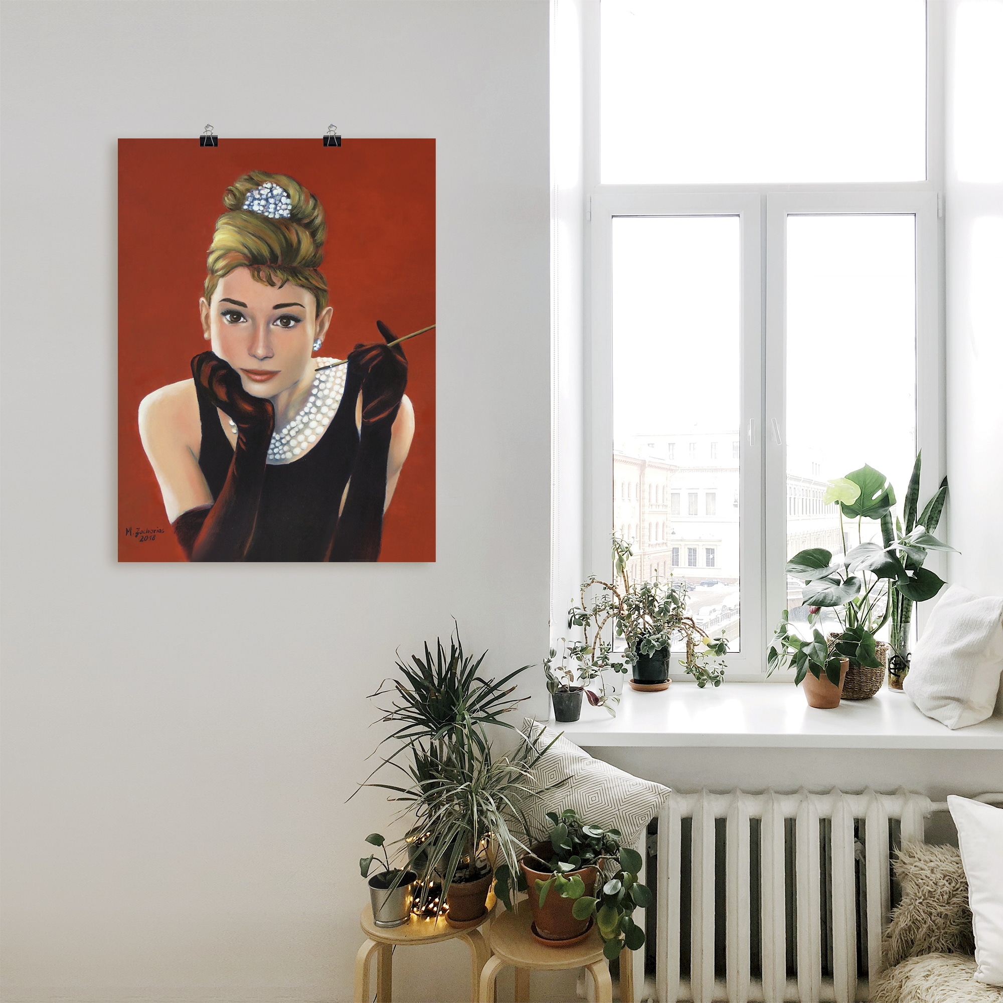 Artland Wandbild »Audrey Hepburn Porträt«, Stars, (1 St.), als Alubild, Outdoorbild, Leinwandbild, Poster, Wandaufkleber