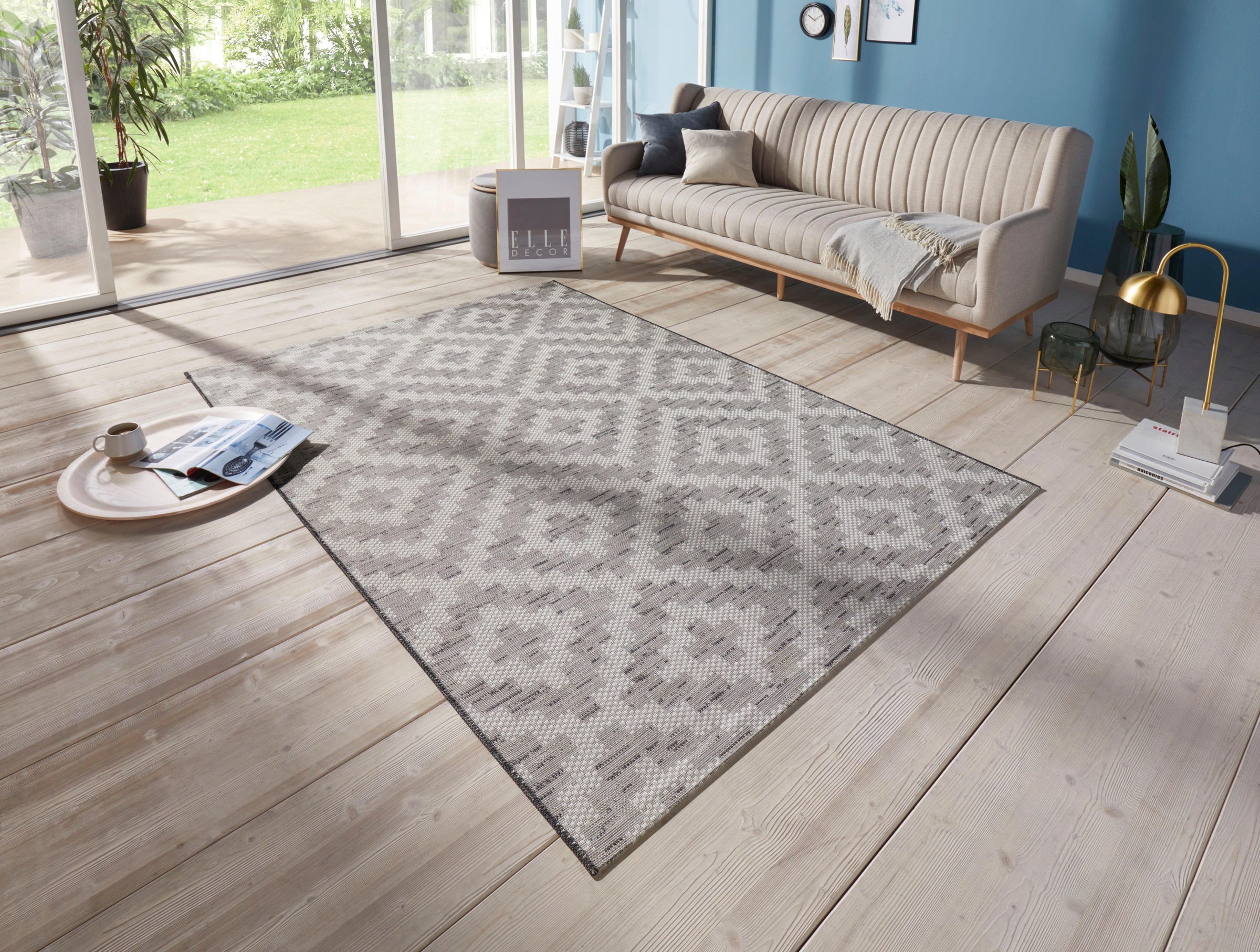 ELLE DECORATION Teppich »Creil«, rechteckig, 3 mm Höhe, In-und Outdoor geeignet, Strapazierfähig und pflegeleicht, Flachgewebe