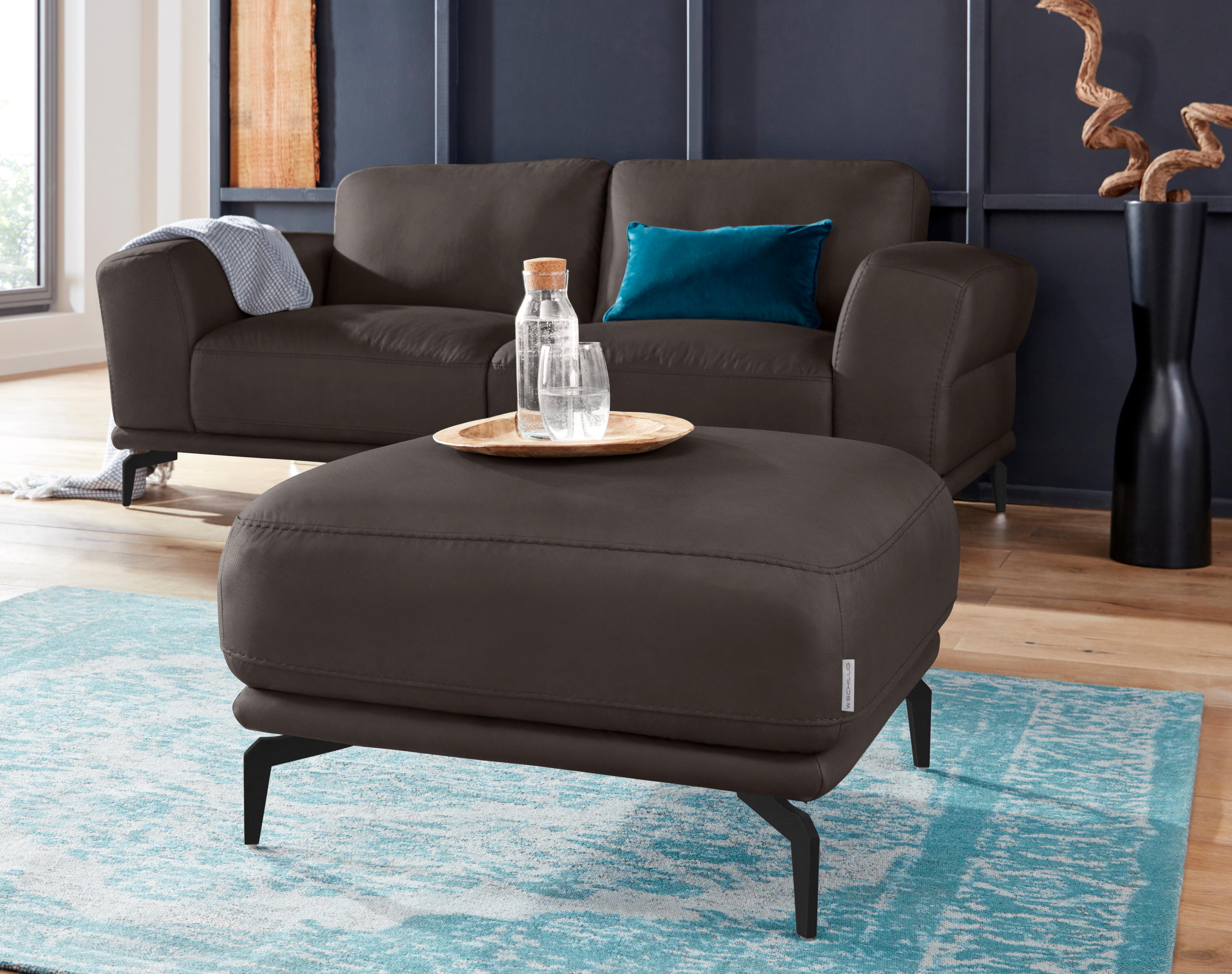 Hocker W.SCHILLIG "montanaa", braun (braun z59), B:71cm H:42cm T:71cm, Hocker, Hocker, mit Metallfüßen in Schwarz pulverbeschichtet, Breite 71 cm