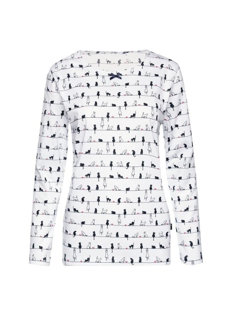 Trigema Schlafanzug "TRIGEMA Langarmshirt mit Katzenmotiv" 1 Stk. tlg. günstig online kaufen