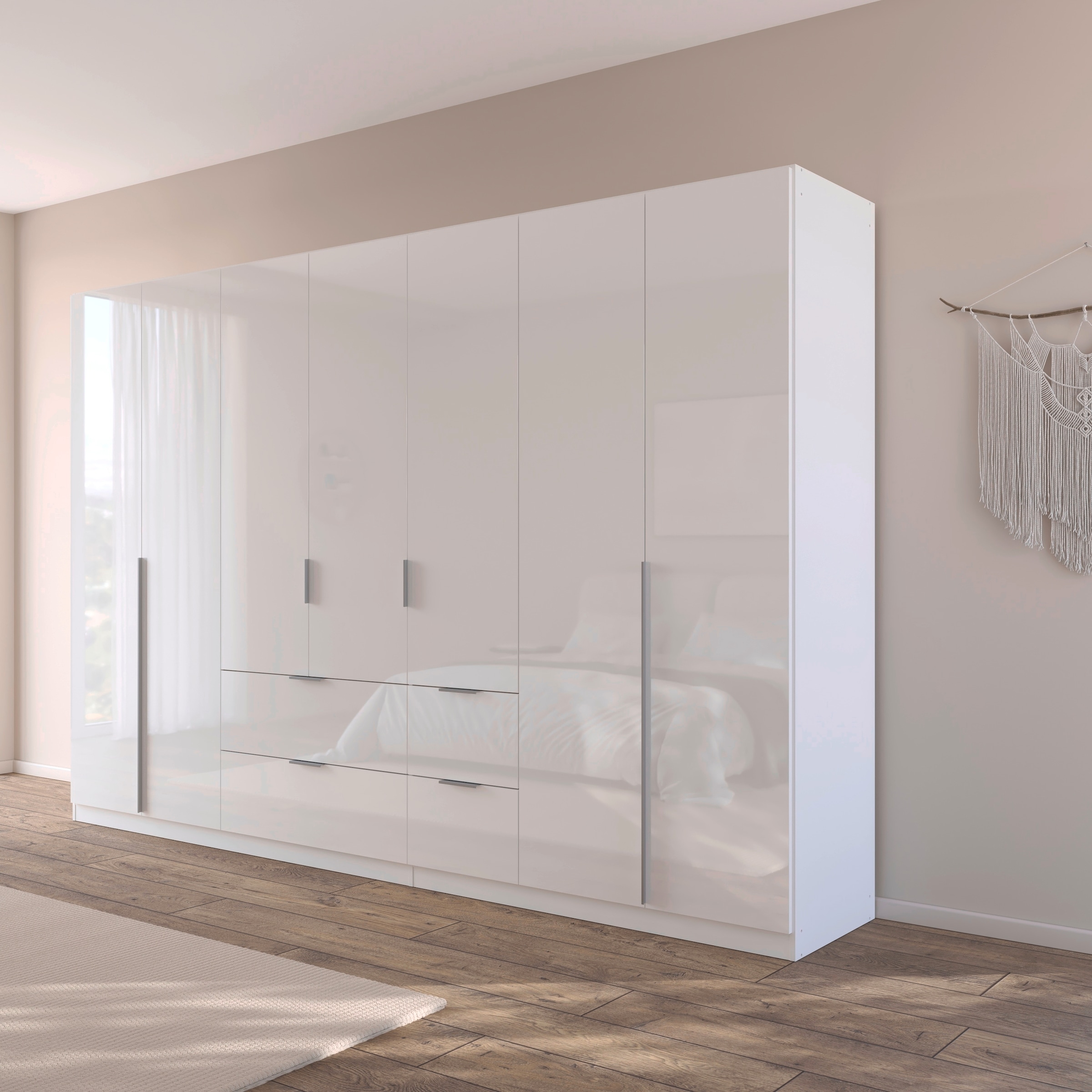 rauch Drehtürenschrank »Kleiderschrank Schrank Garderobe AGORDO mit Dekor- oder Hochglanzfront«, (in zwei Griff-Farben mit Dekor- oder Hochglanzfront), mit Außenschubkästen, in 6 Breiten und 2 Höhen MADE IN GERMANY