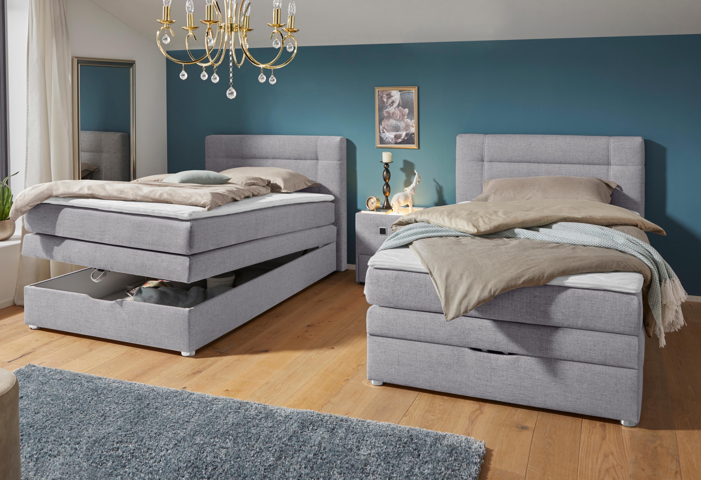 Jockenhöfer Gruppe Boxspringbett »Carmen«, mit Bettkasten und Topper, erhältlich in 120 & 140cm Breite