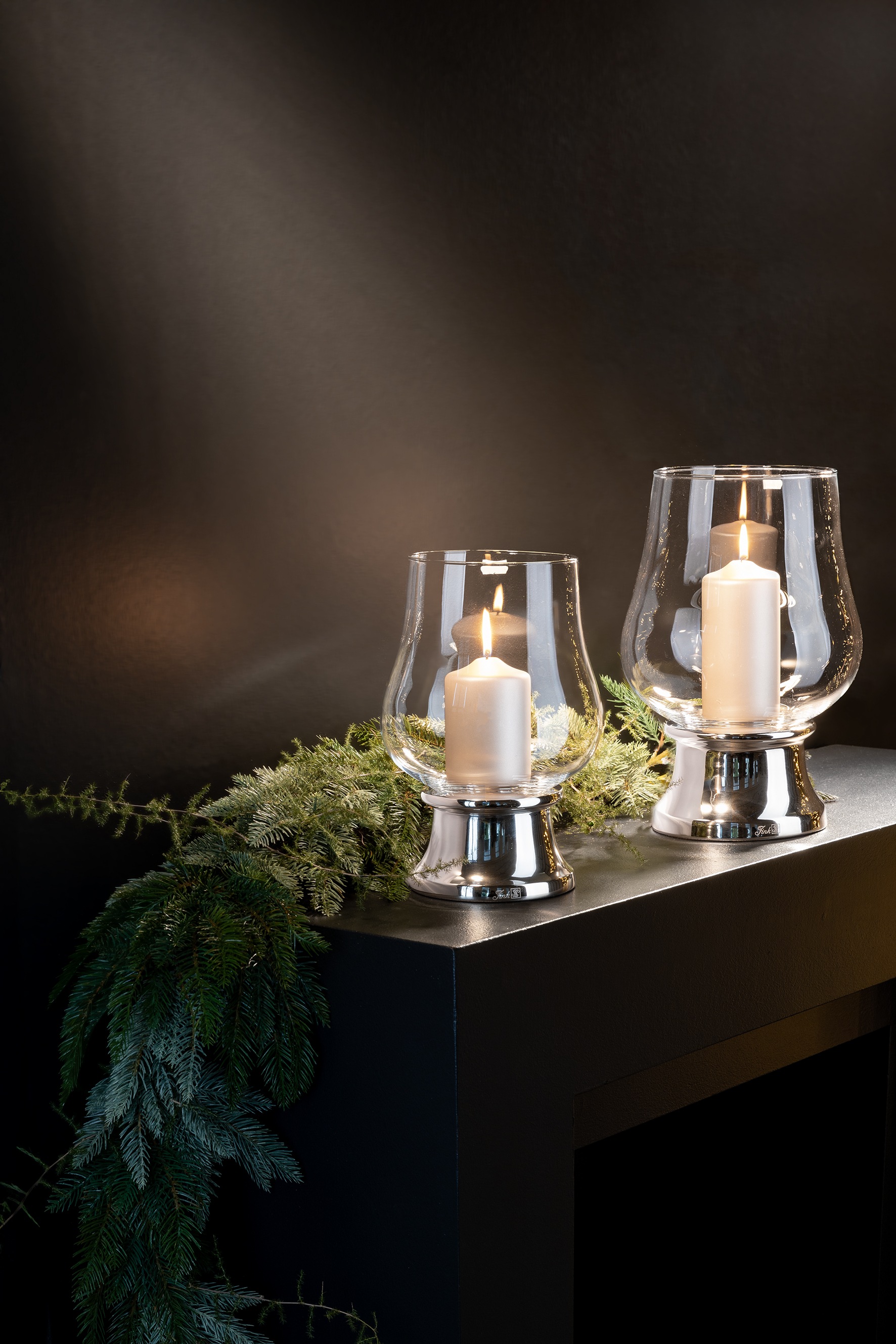 Fink Windlicht "PALINA" Kerzenhalter mit Glas, vernickelt