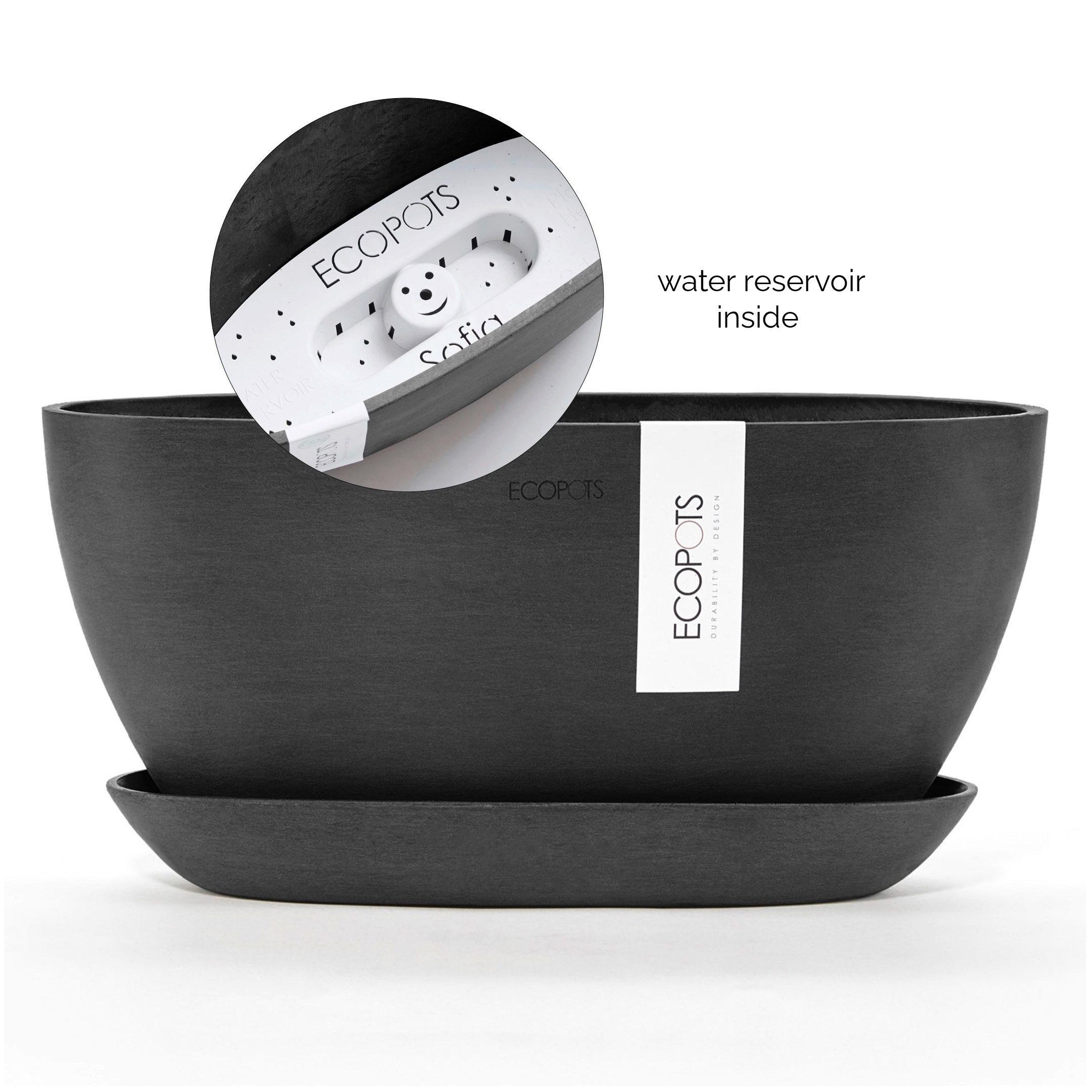 ECOPOTS Blumentopf "Sofia" mit passendem Untersetzer günstig online kaufen