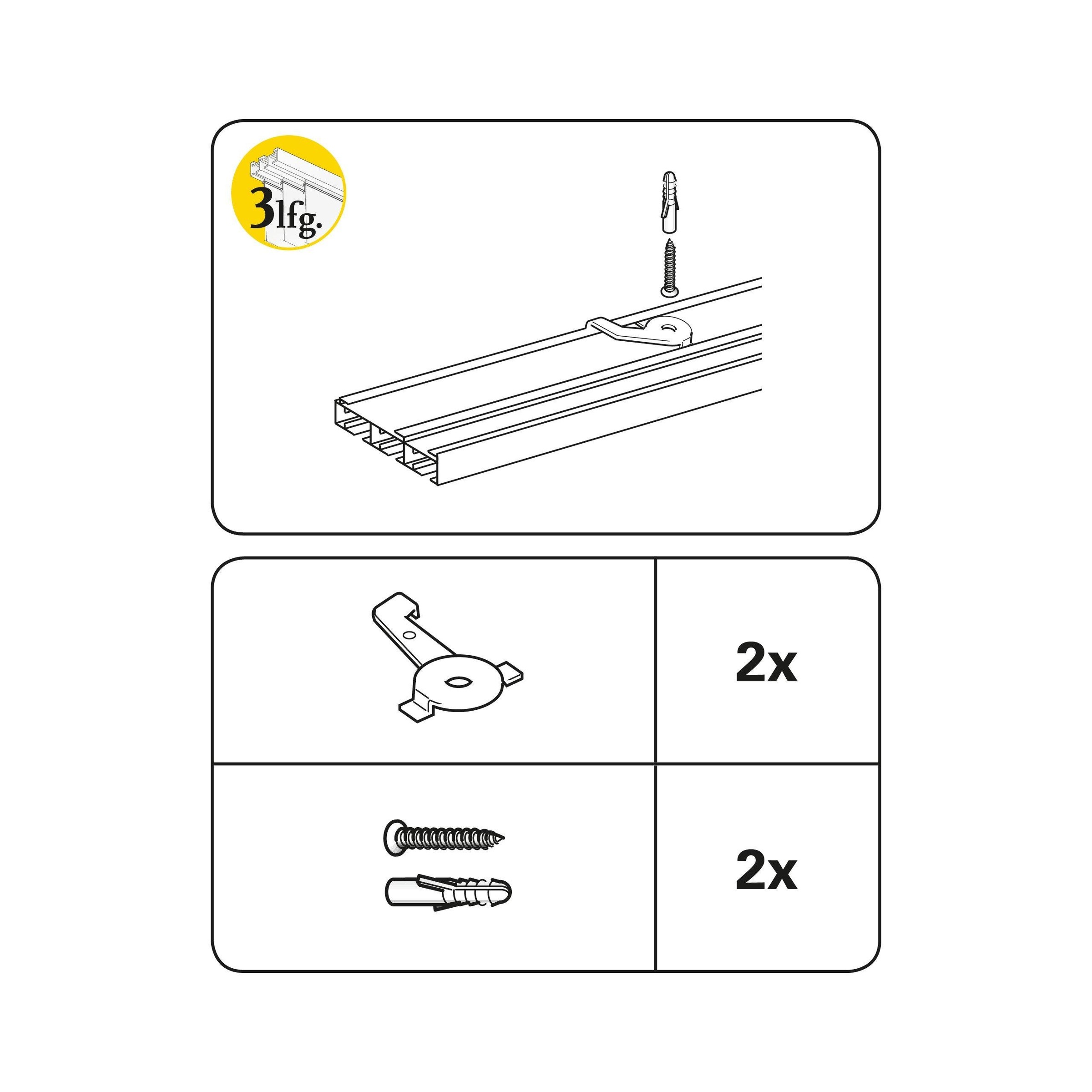 Thumbnail - GARDINIA Gardinenstangenhalter "Deckenträger 3-laufig", (2 St.), Serie Flächenvorhang-Technik Atlanta 3-läufig
