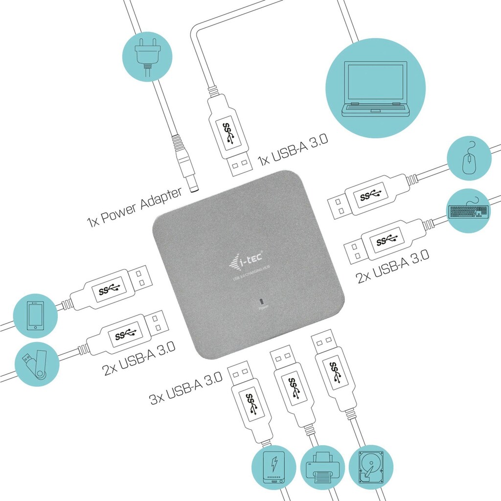 I-TEC USB-Ladegerät »USB 3.0 Metal Charging HUB 7 Port«