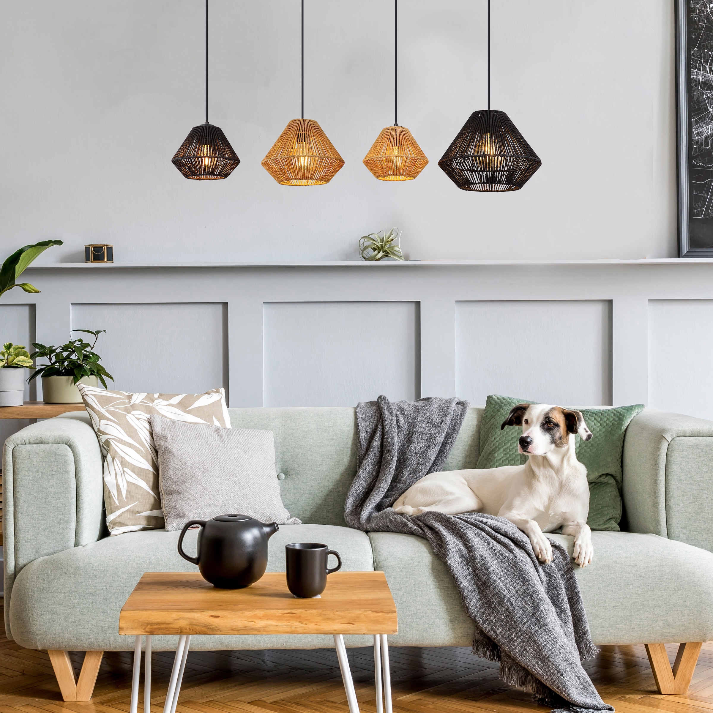 GLOBO LIGHTING Hängeleuchte »HOUDINI«, Leuchtmittel E27 | ohne Leuchtmittel, Hängelampe/Pendelleuchte/Esszimmer/Wohnzimmer/Esstisch