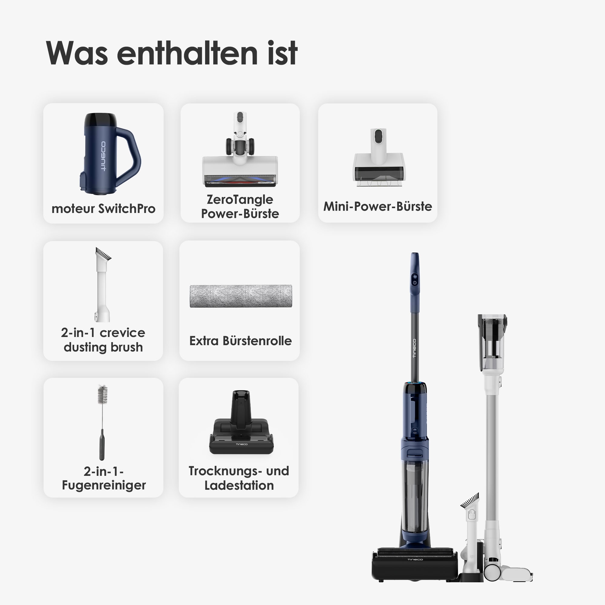 Tineco Nass-Trocken-Akkusauger »Floor One Switch S6 PET«, für Teppich und Hartboden, Dual-Tank, Selbstreinigung, Hygienisch