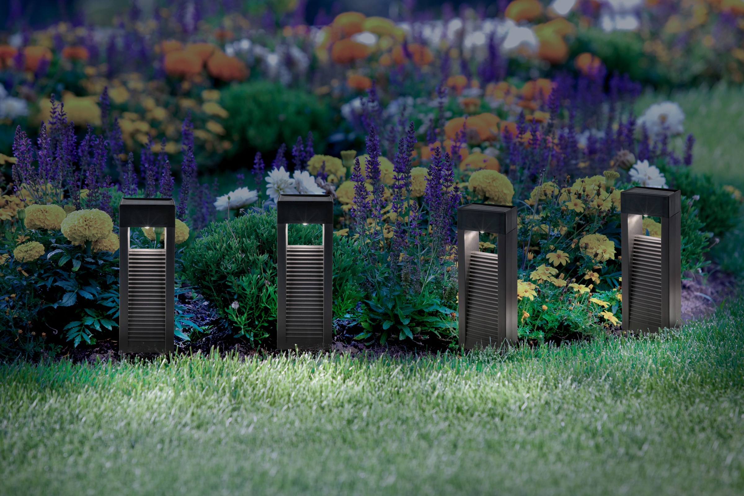 näve LED Solarleuchte »Pulheim« LED-Modul 1 Stk. Warmweiß 4er-Set Dekoleuchten inkl. Erdspieß, schwarz, LED warmweiß, H: 22,3cm